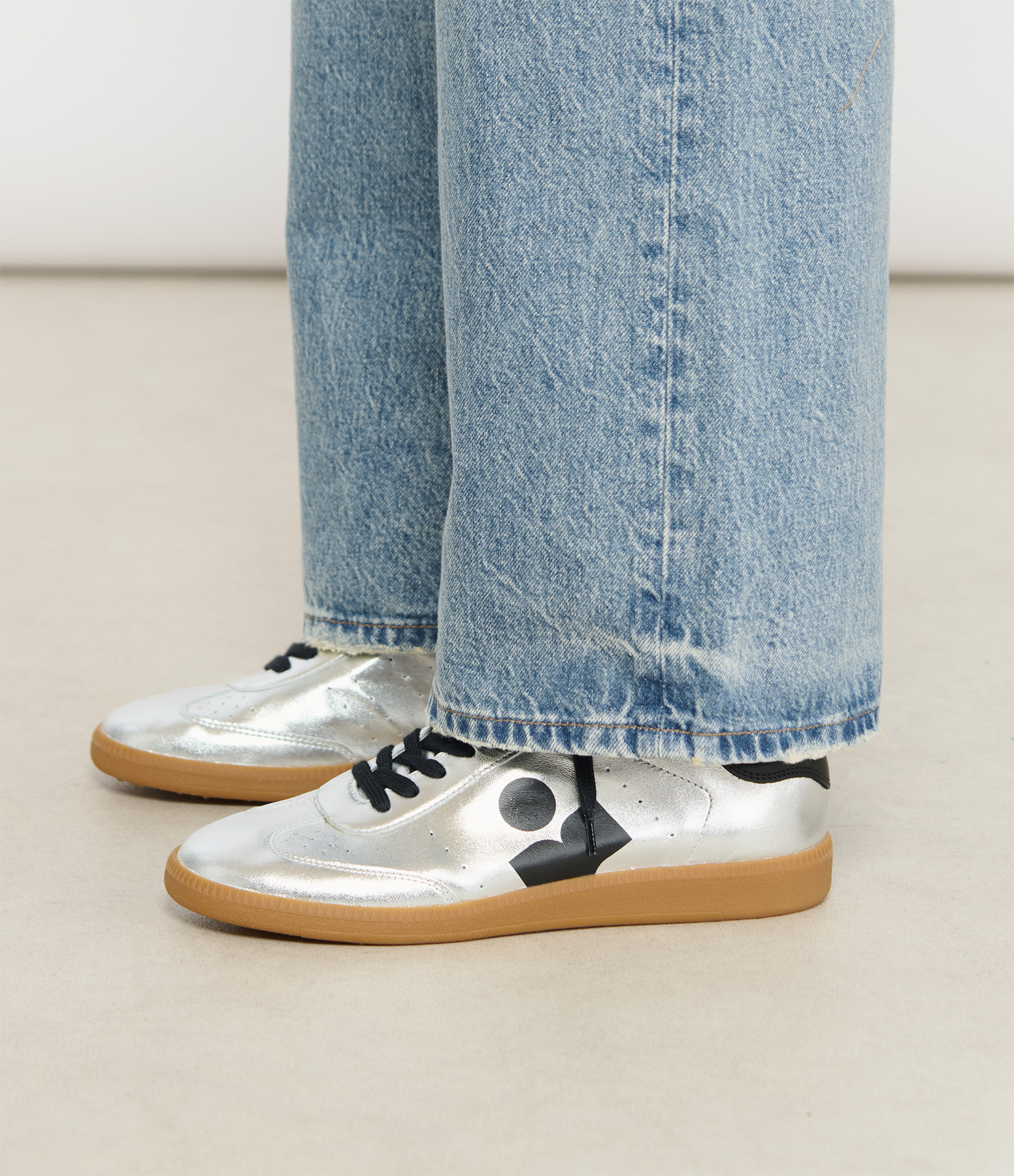 Kaycee Silver Black Trainers