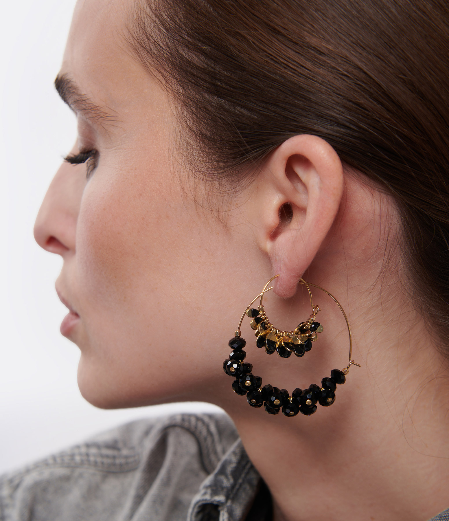 Black Casablanca Hoop Earrings