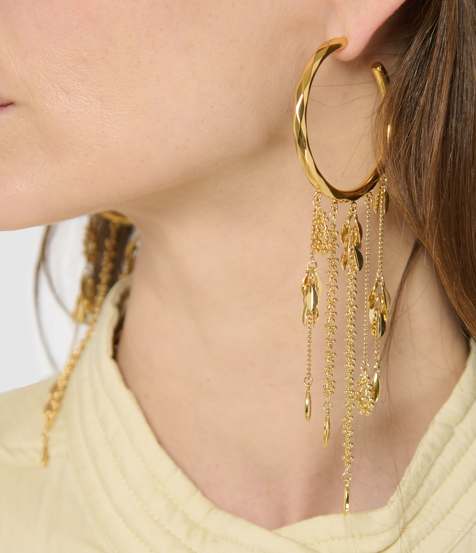 Gold Fringe Hoop Earrings