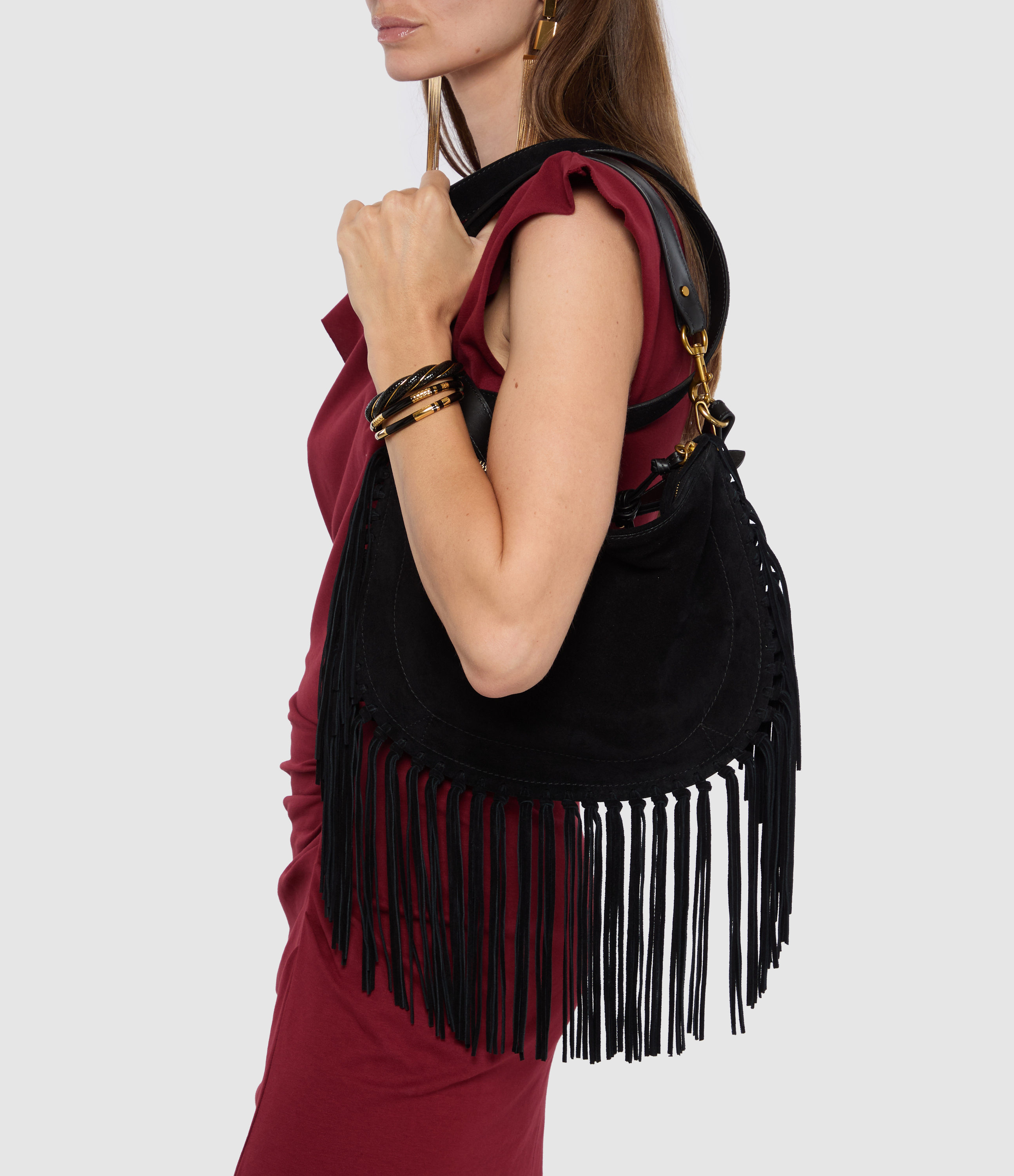Oskan Soft Zip Black Shoulder Bag