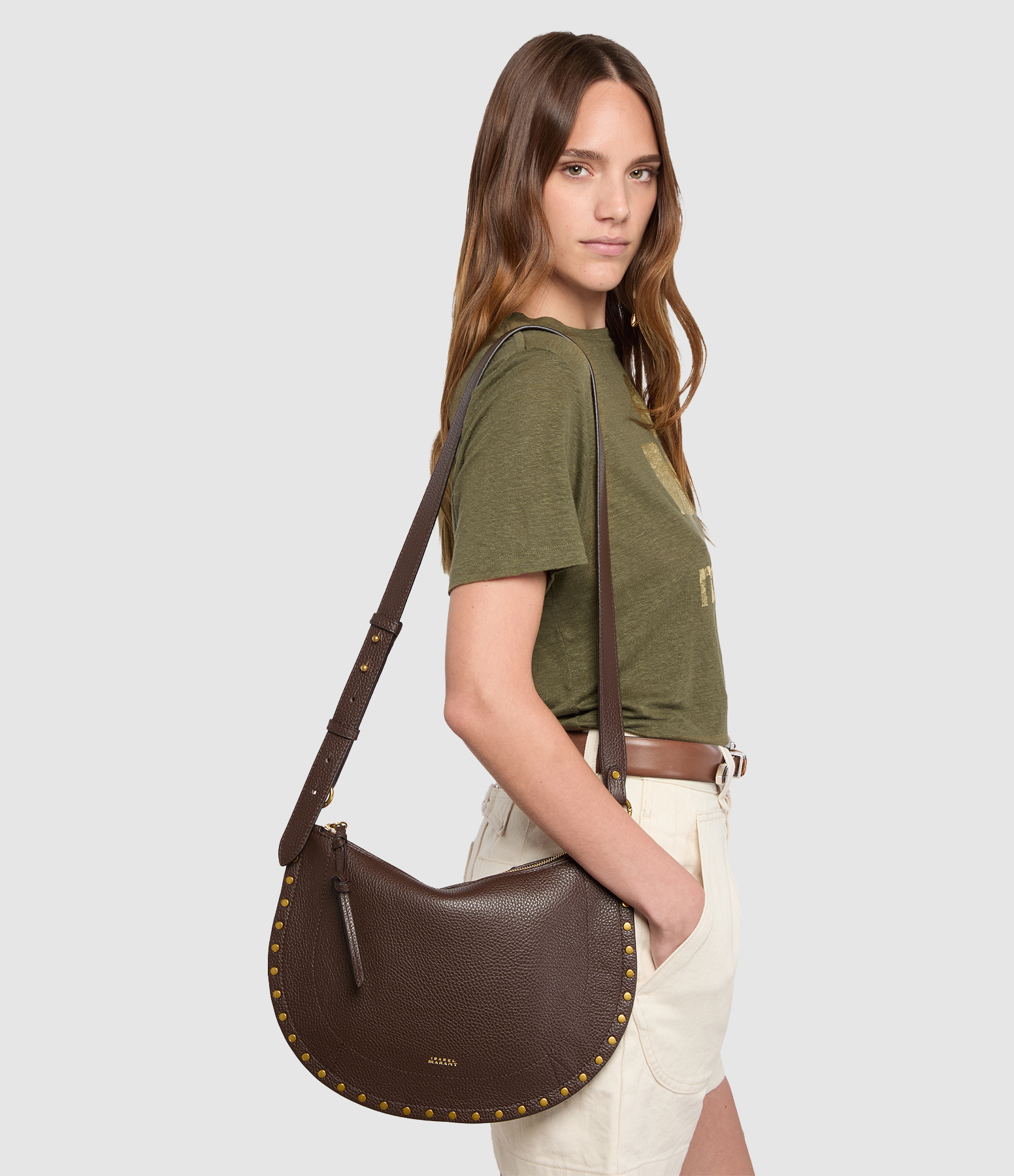 Oskan Soft Zip Coffee Shoulder Bag