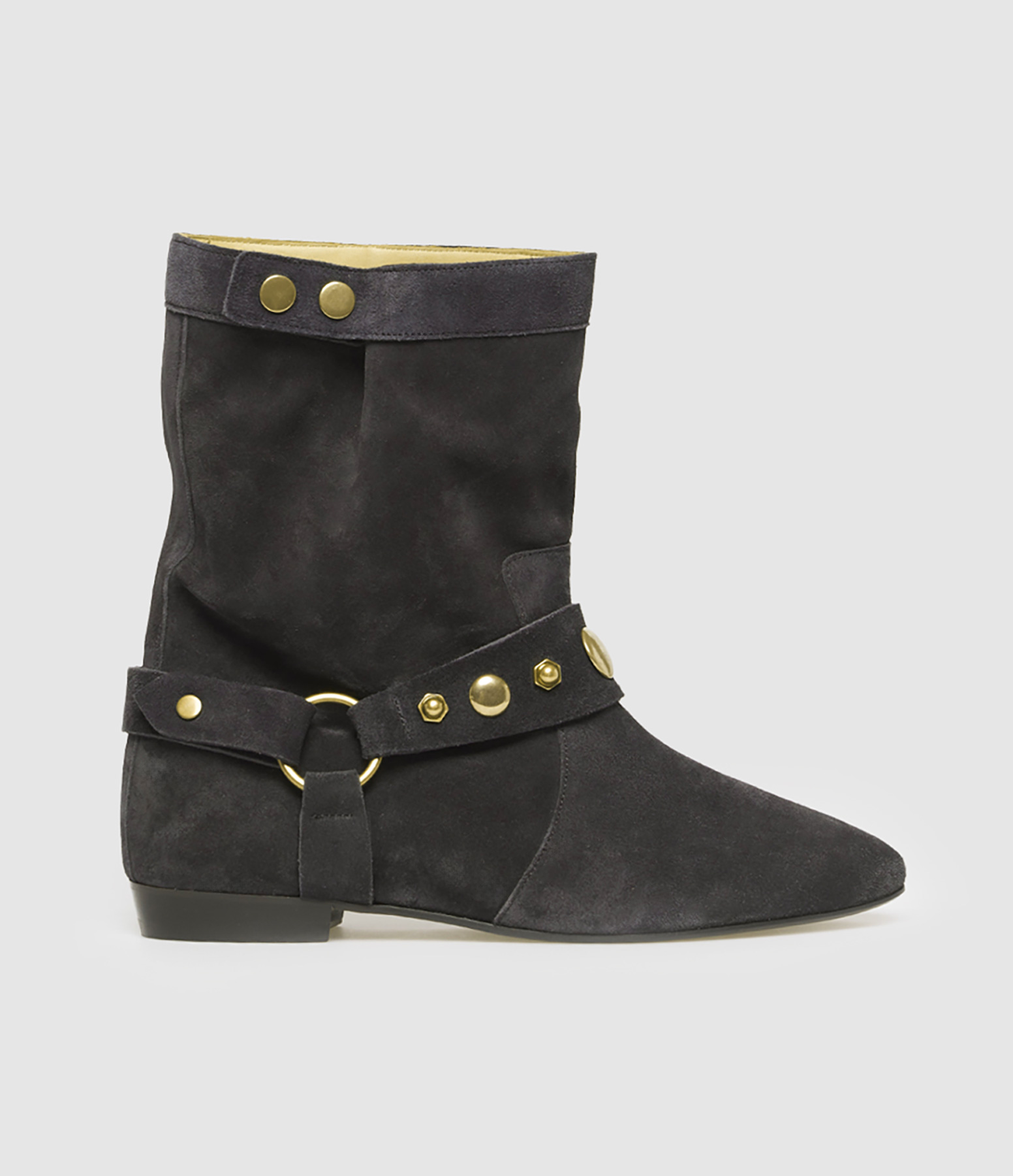 Stania Black and Gold Ankle Boots