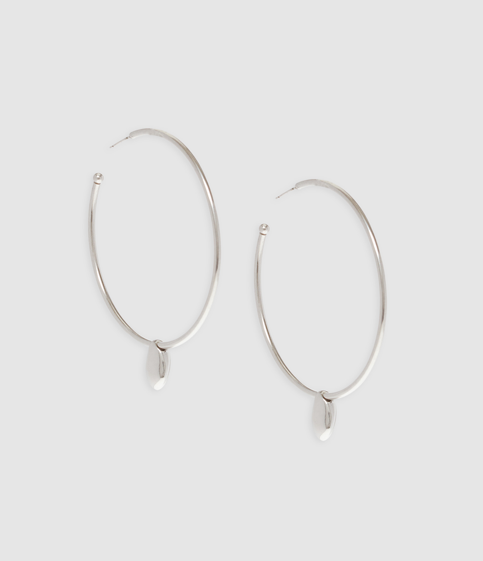 Shiny Day Silver Large Hoop Earrings