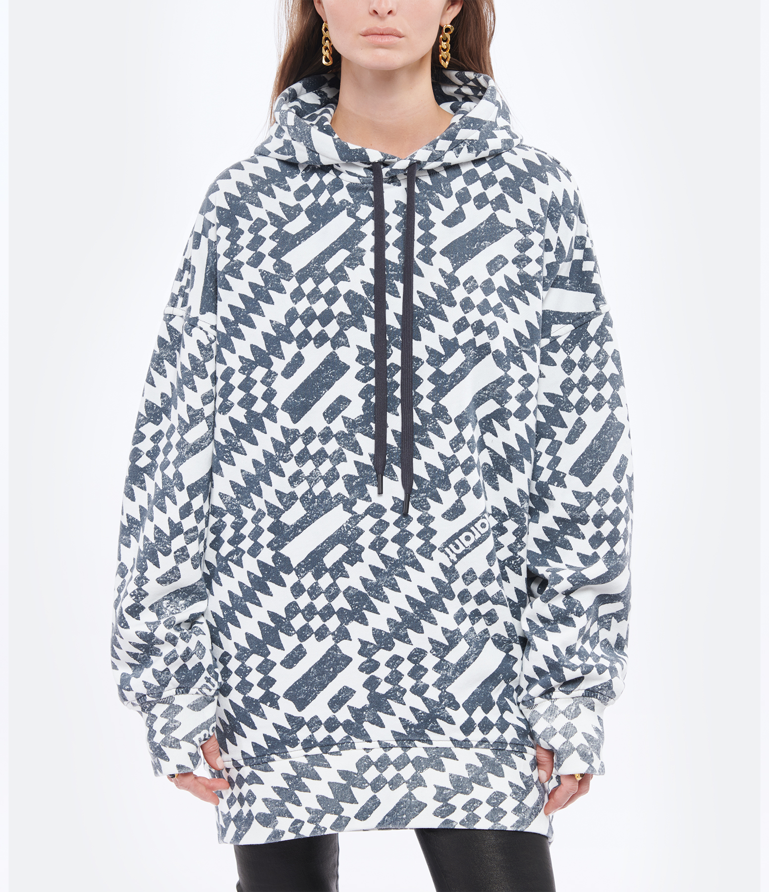 Maldy Cotton Printed Sweatshirt – Ecru and Black