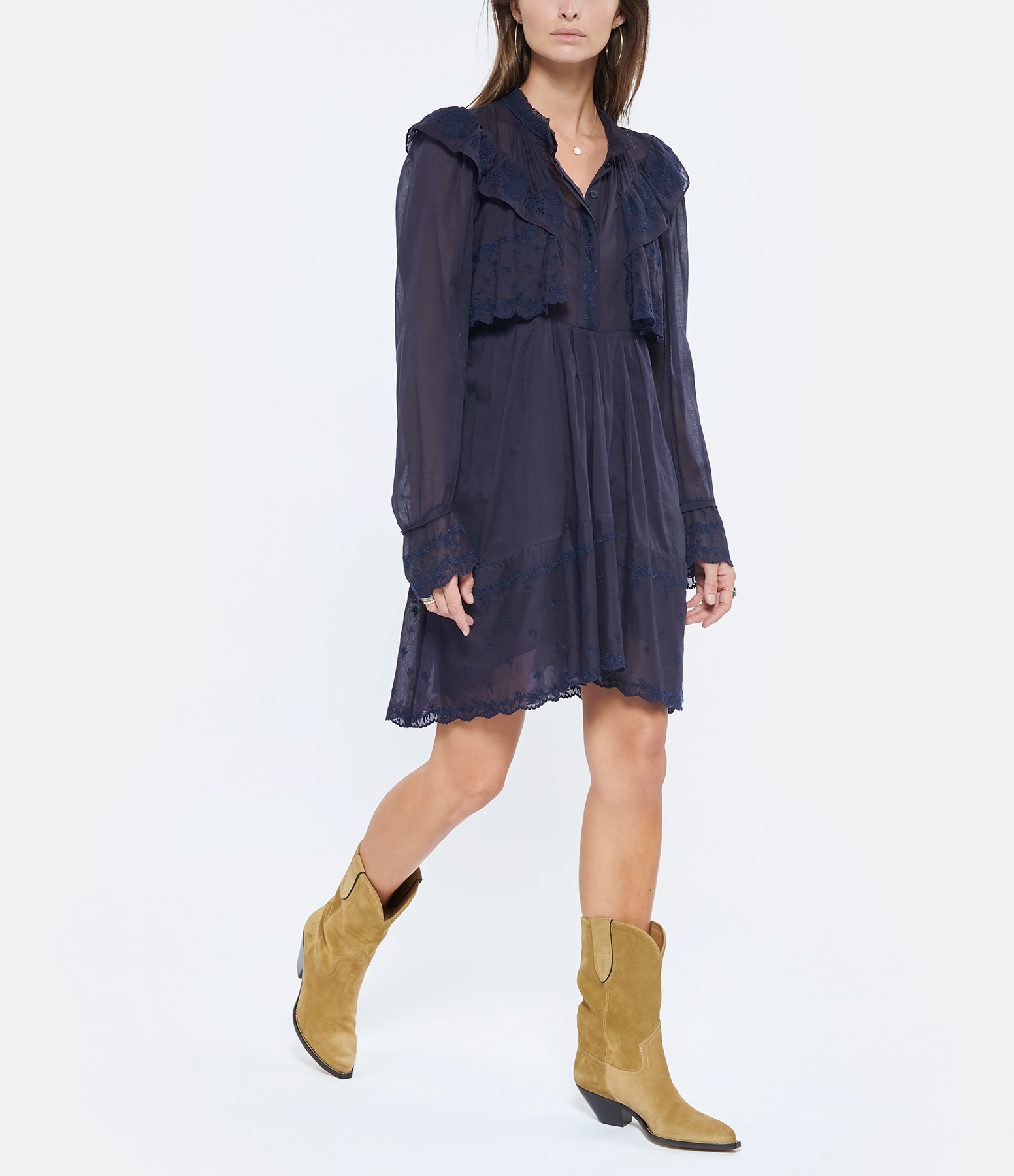 Limpeza Dress – Lace and Cotton, Midnight Blue