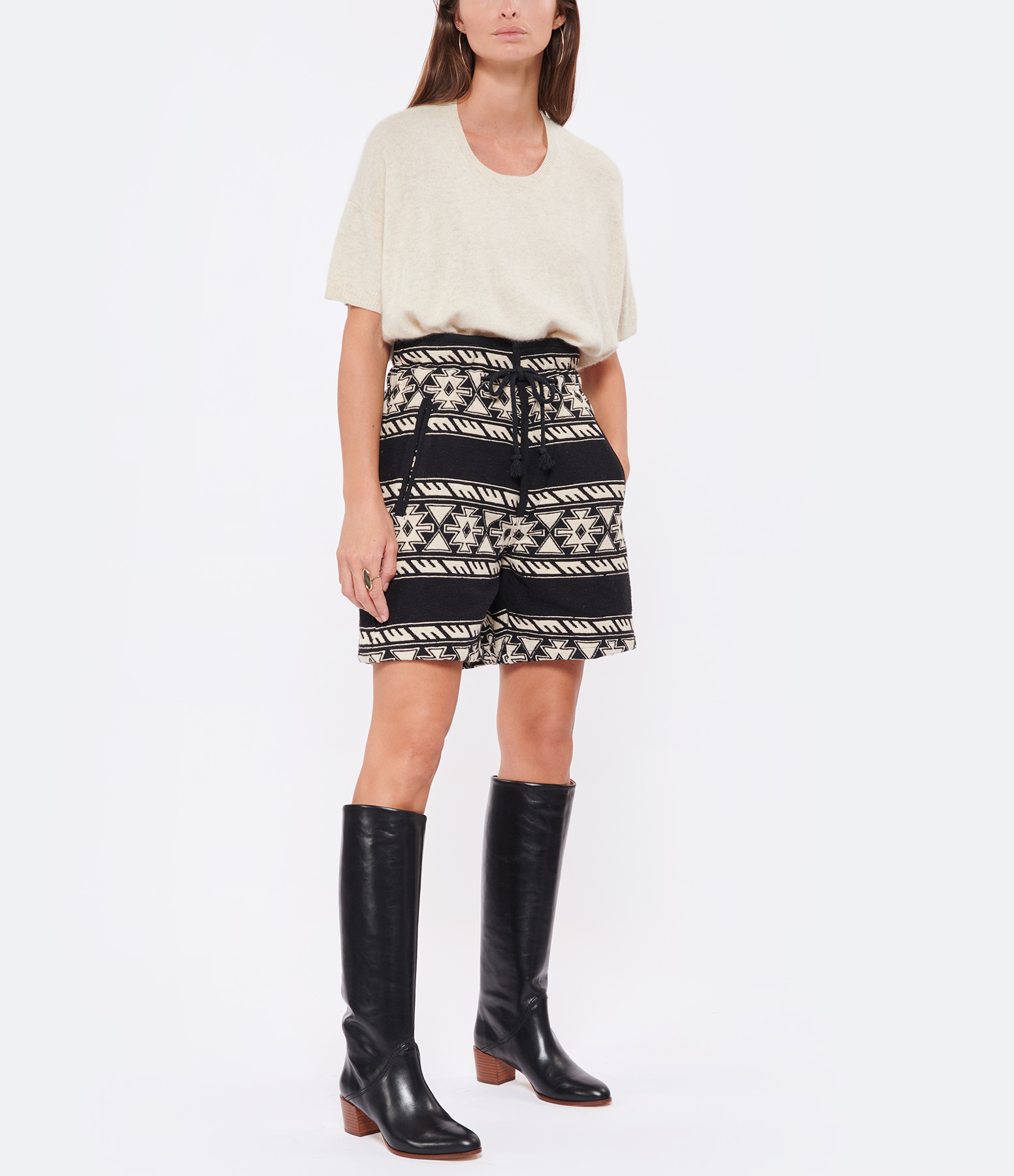 Linima Black Cotton Shorts