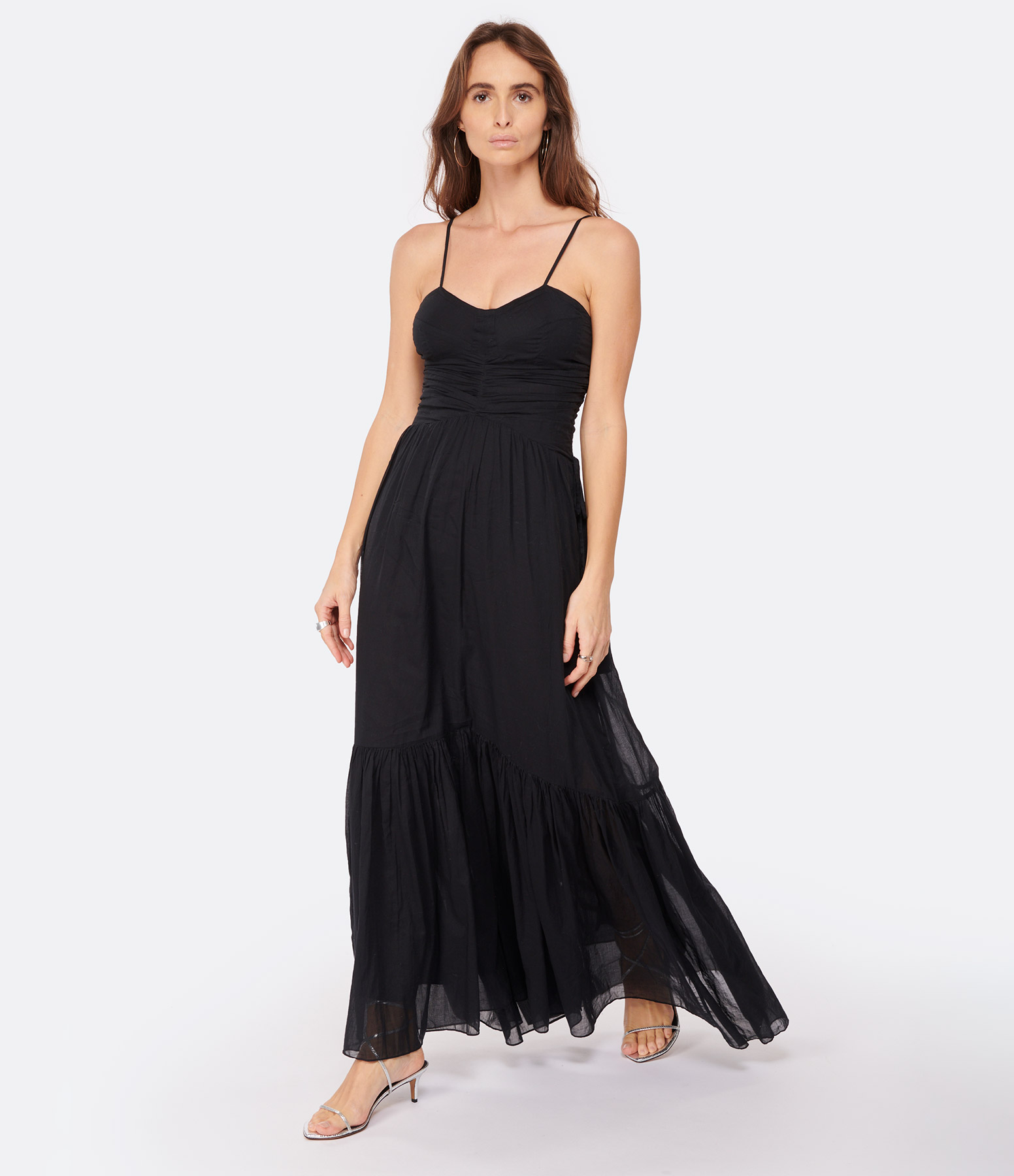Giana Long Black Cotton Dress