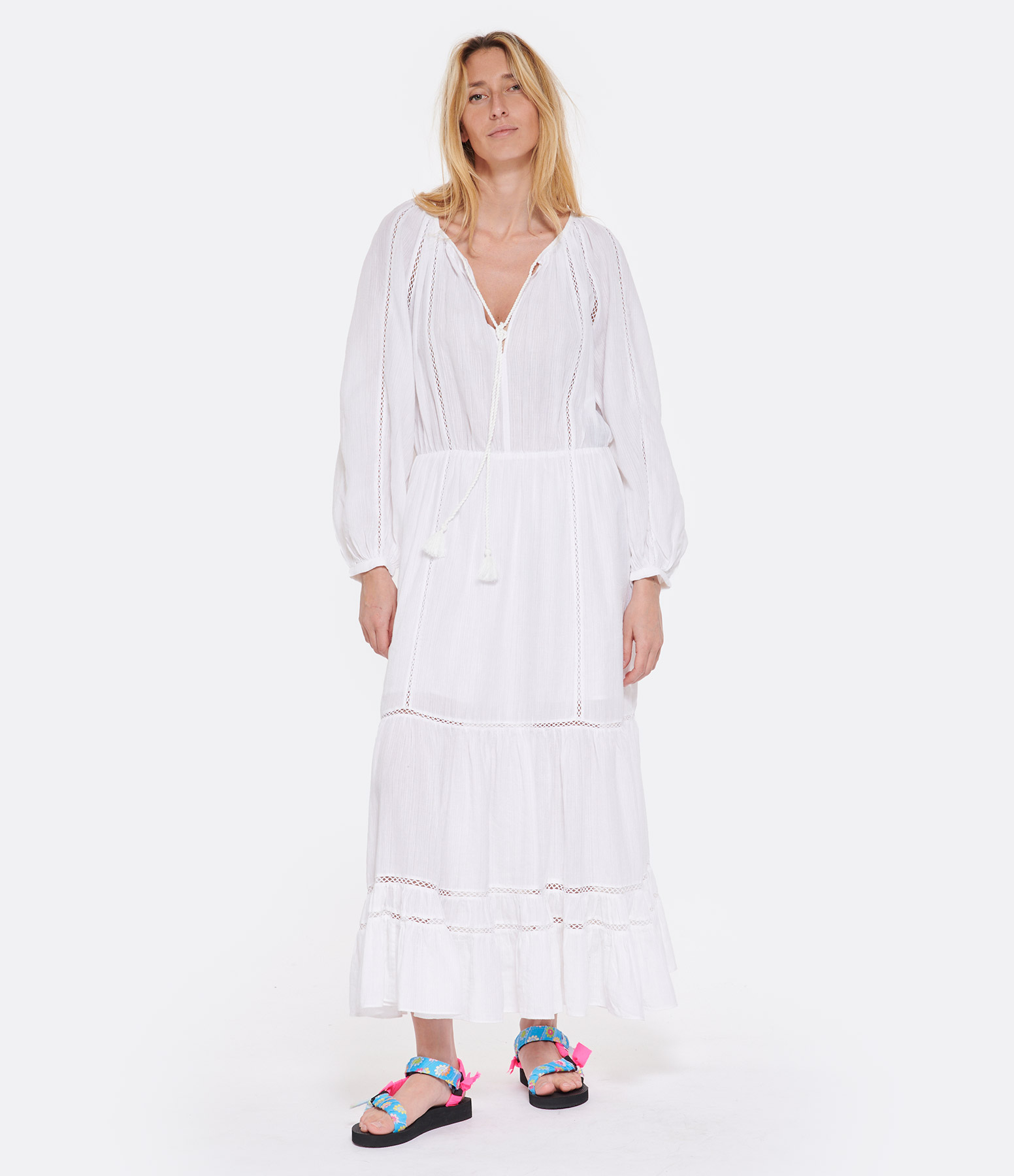 Latifa Long White Cotton Dress