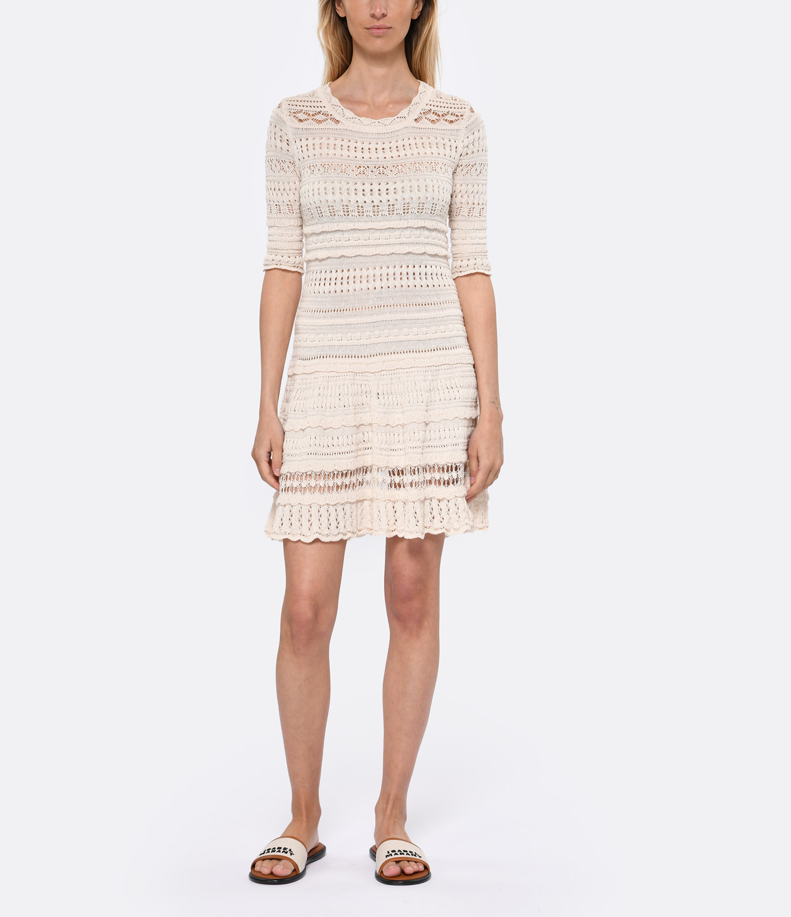 Fawn-coloured Ecru Cotton Dress