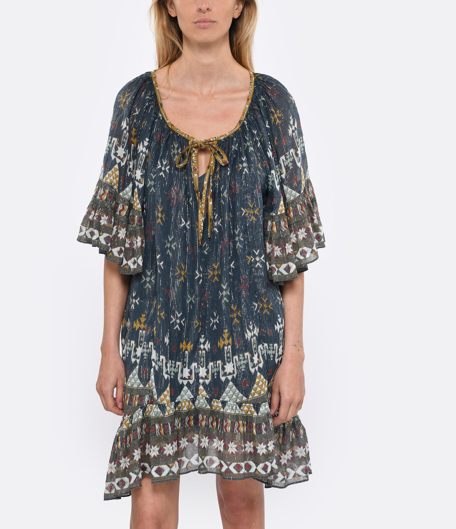 Loane Teal Blue Cotton Dress