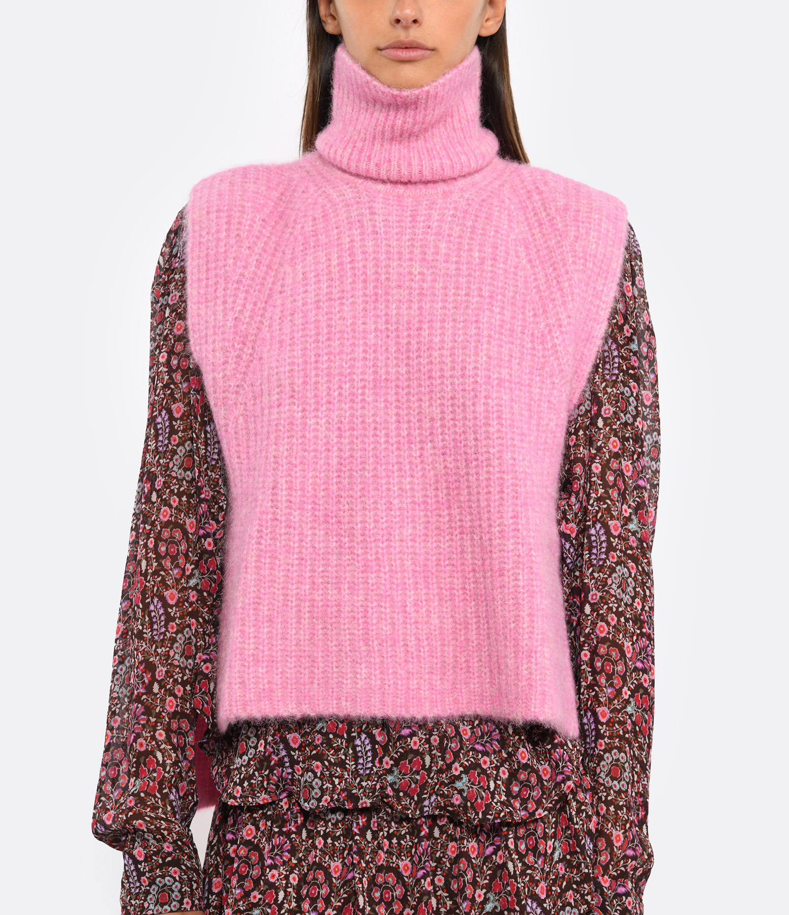 Megan Sleeveless Jumper in Fluorescent Pink