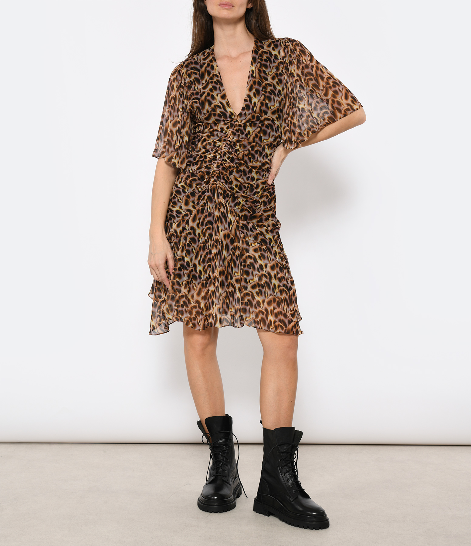 Vivienne Ochre Short Dress