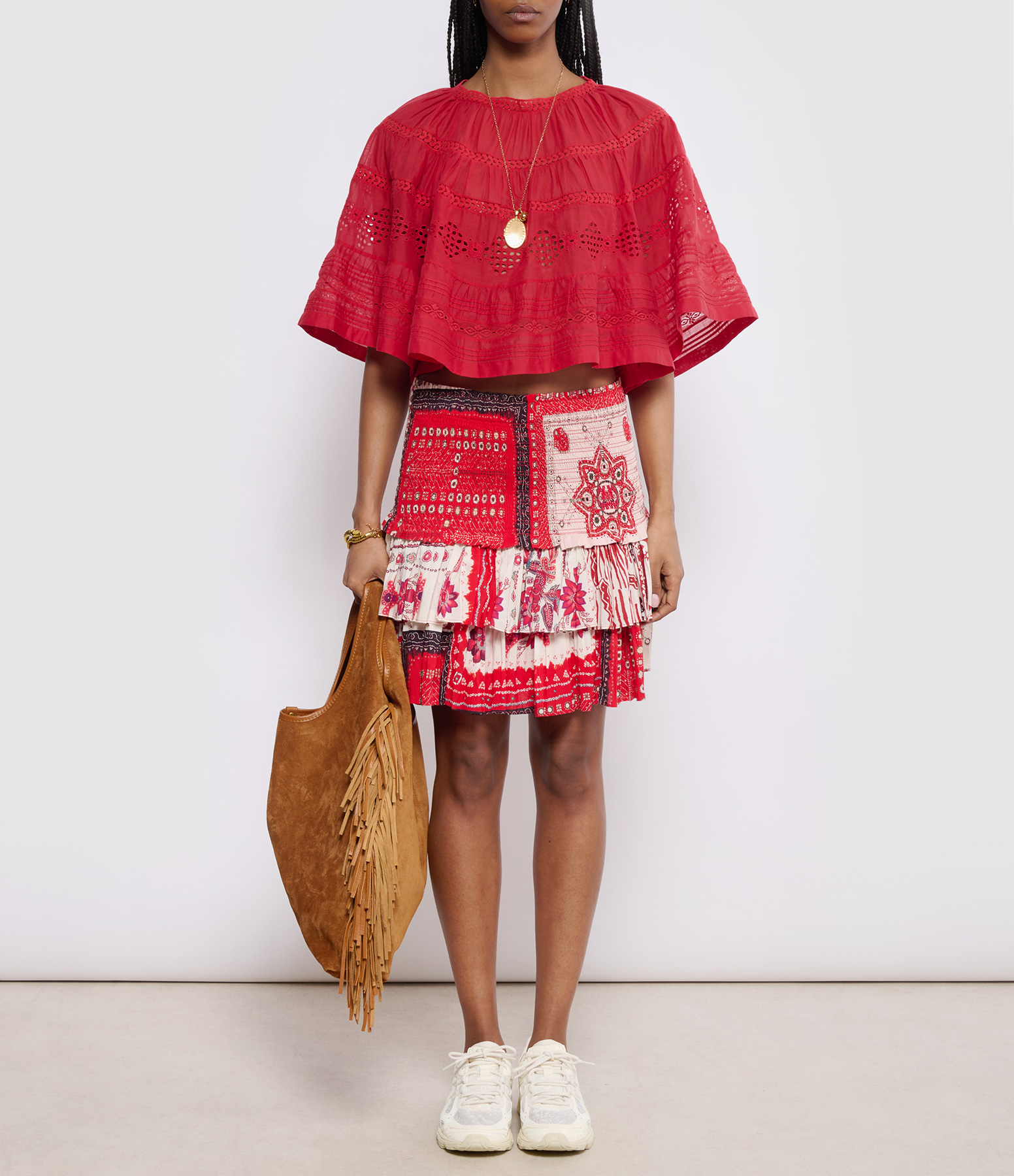 Naomi Skirt – Light Red and Ecru
