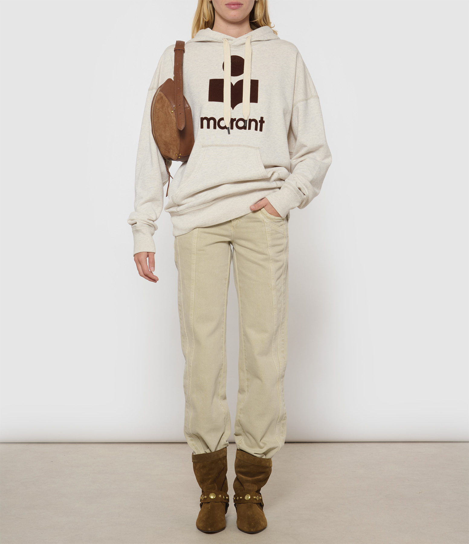 Mansel Sweatshirt, Ecru and Brown