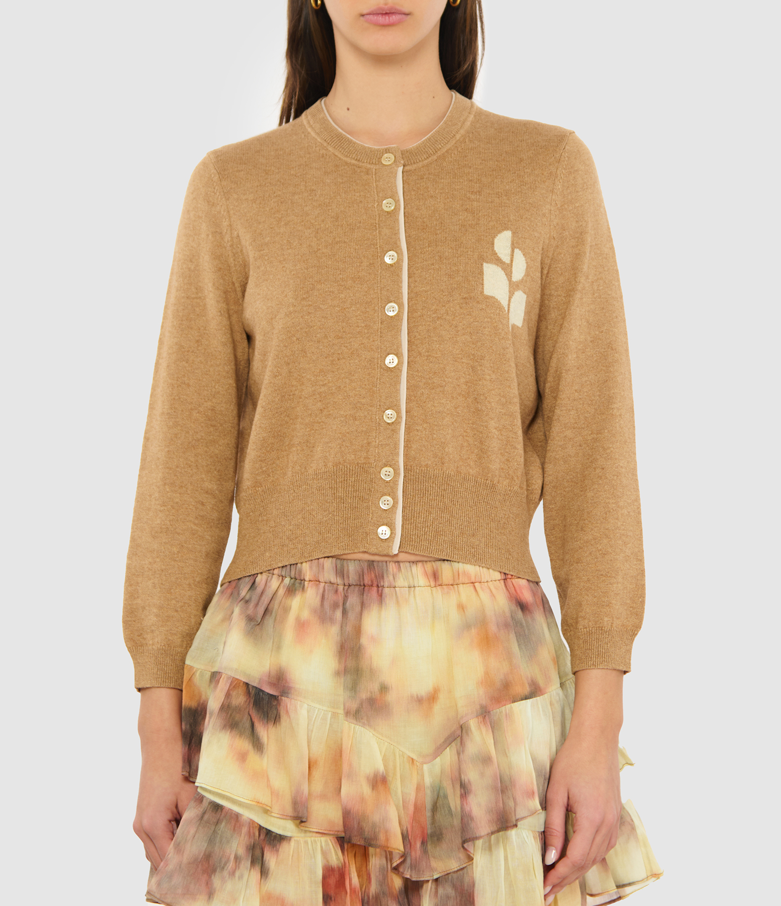 Lona Camel Light Grey Cardigan