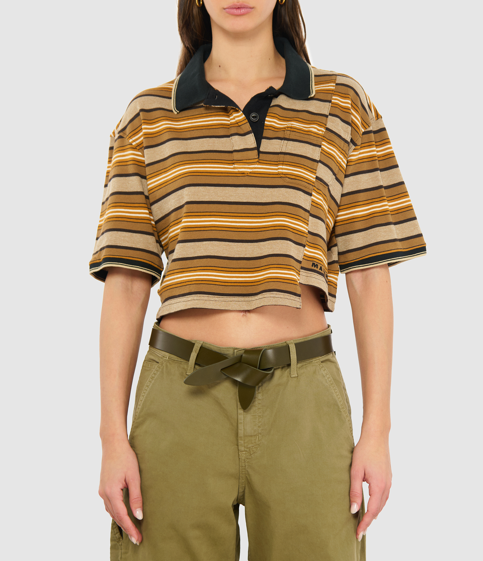 Isalyne Top in Beige and Khaki
