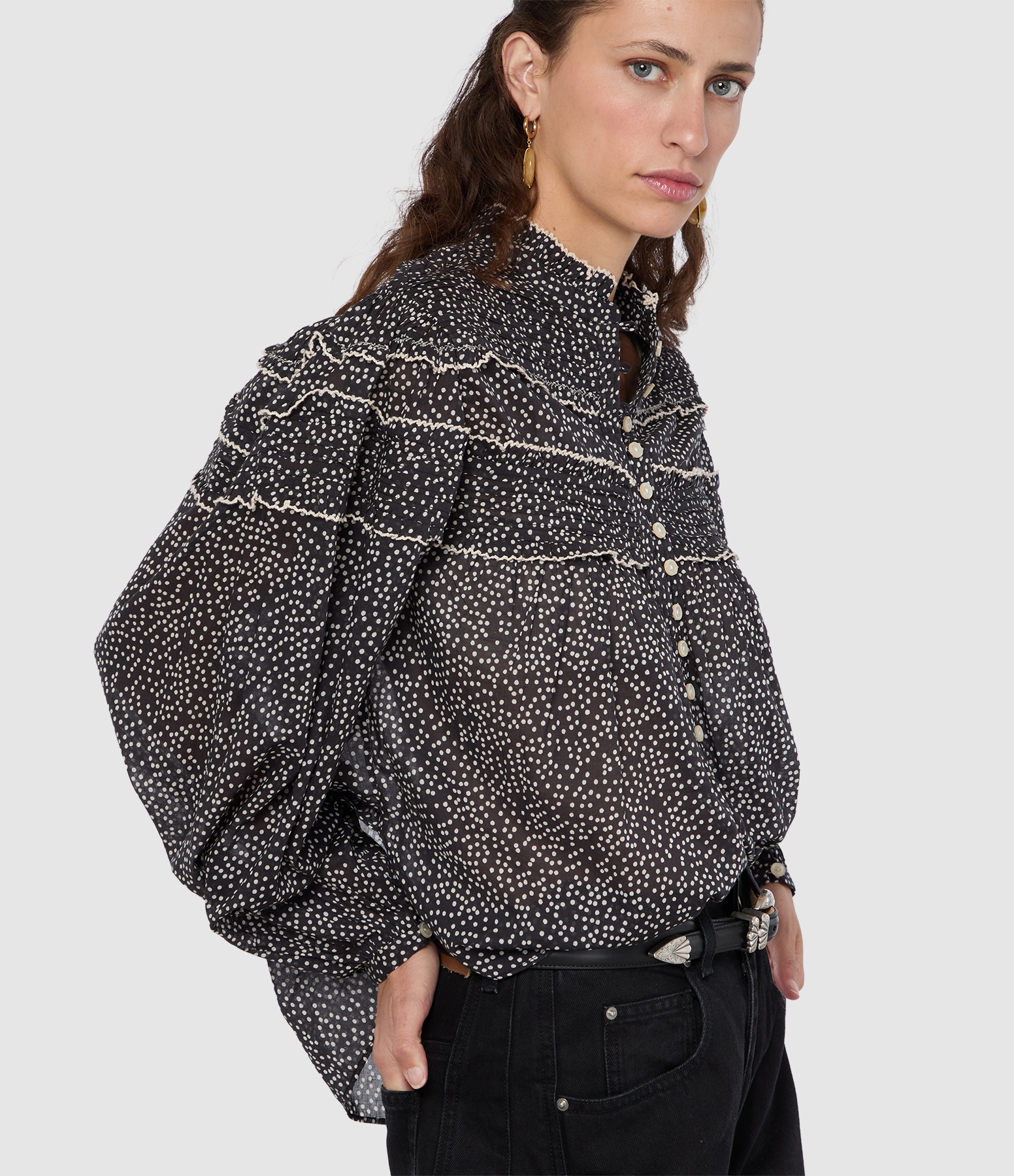 Doane Black Ecru Top