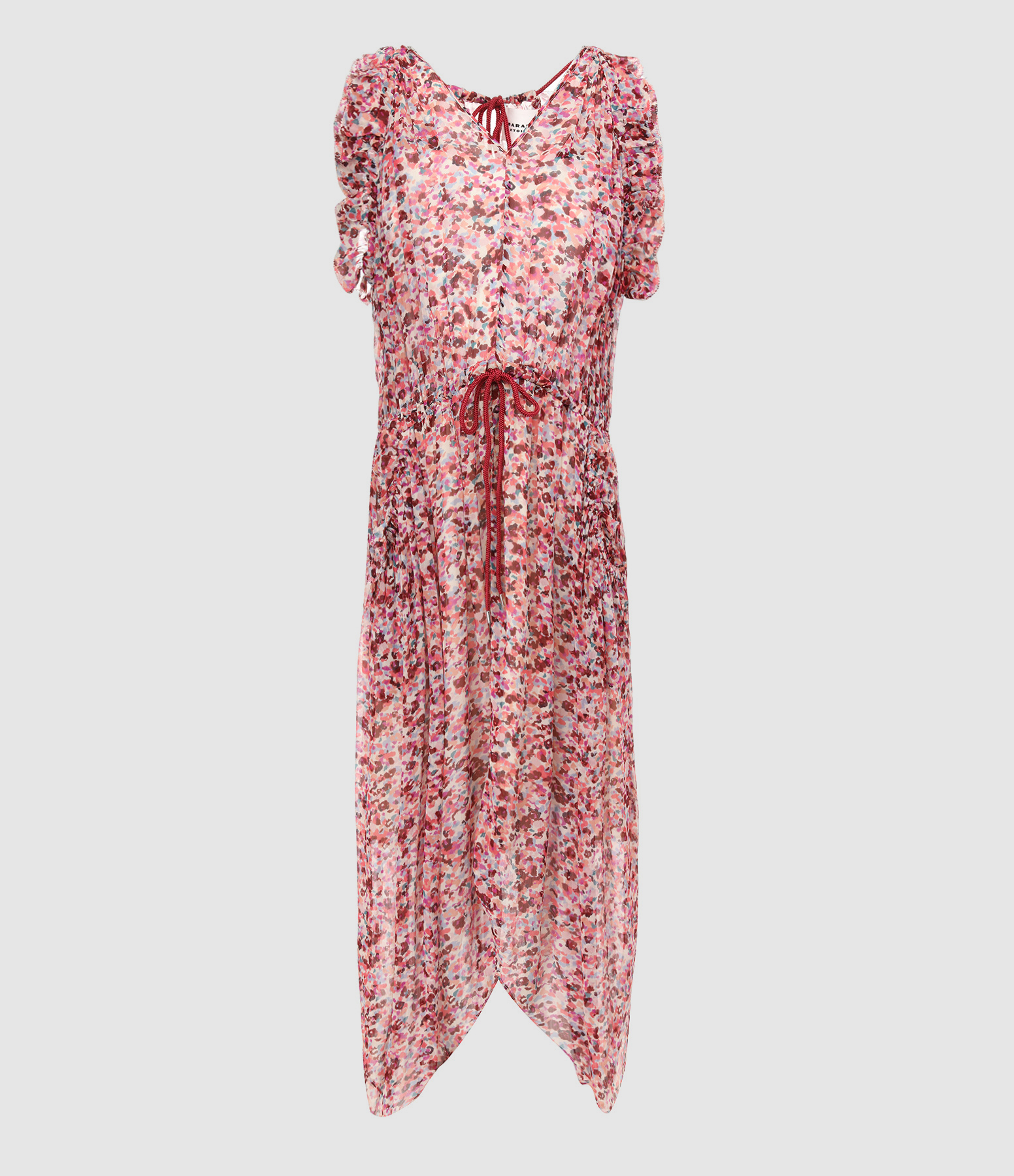 Fadelo Long Dress, Raspberry Print, Ecru