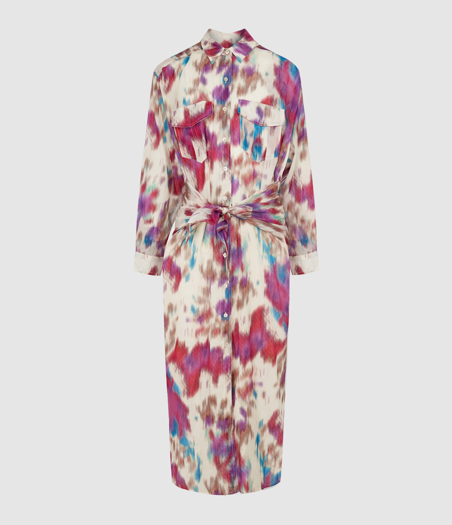 Nesly Long Dress in Beige and Raspberry
