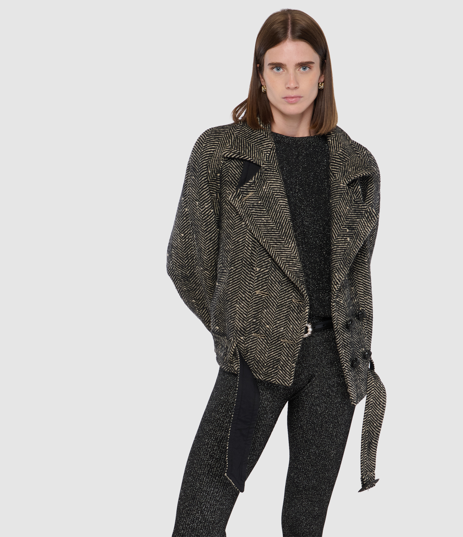 Elvane Ecru Black Coat, Fashion Show