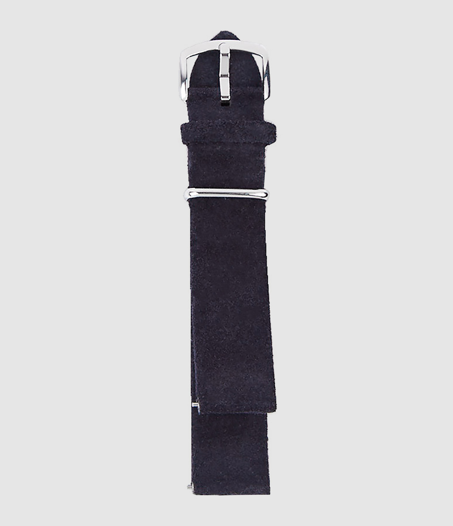 Silver Hammered Navy Blue Leather Watch Strap
