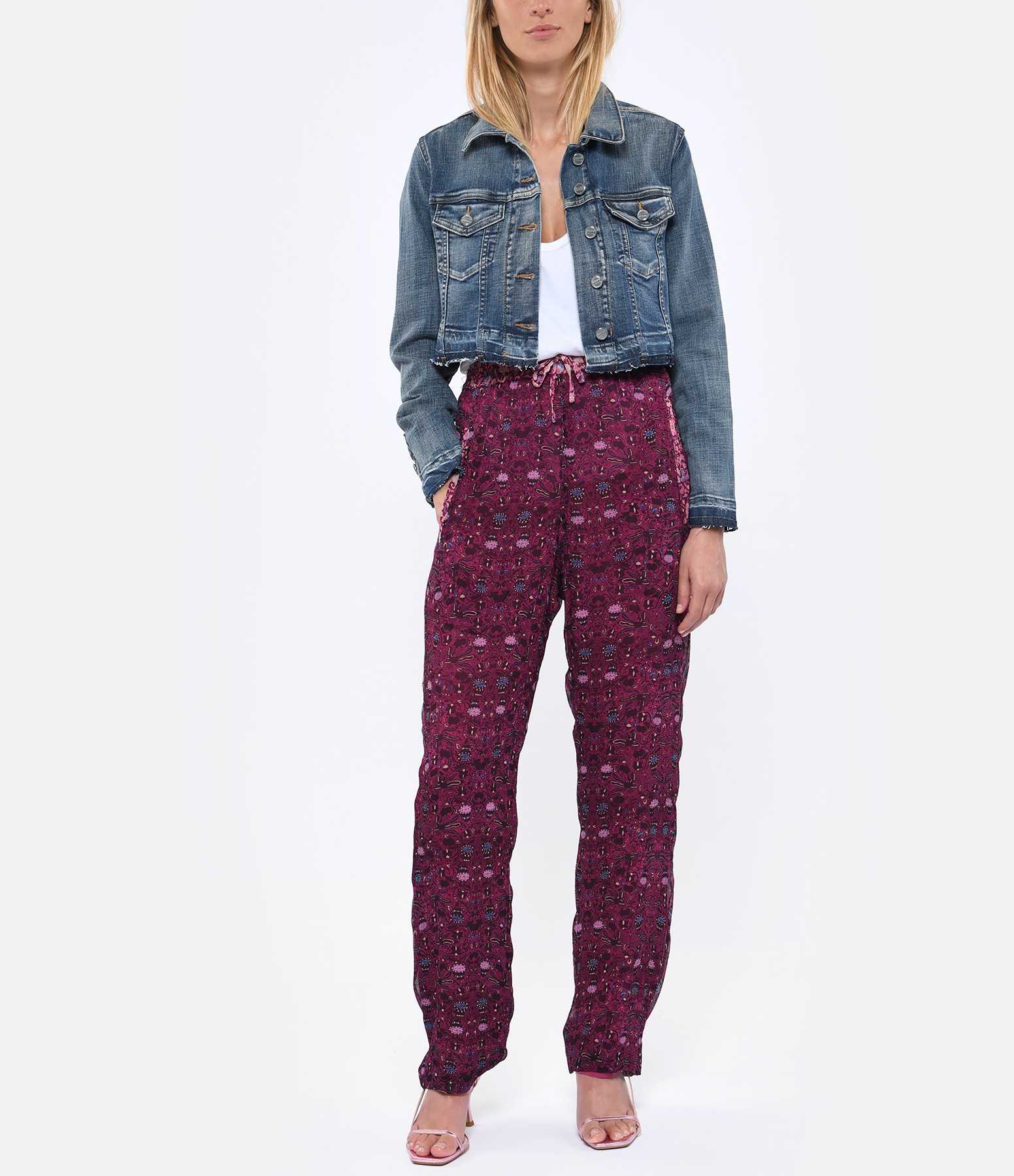 Ozio Fuchsia Silk Trousers