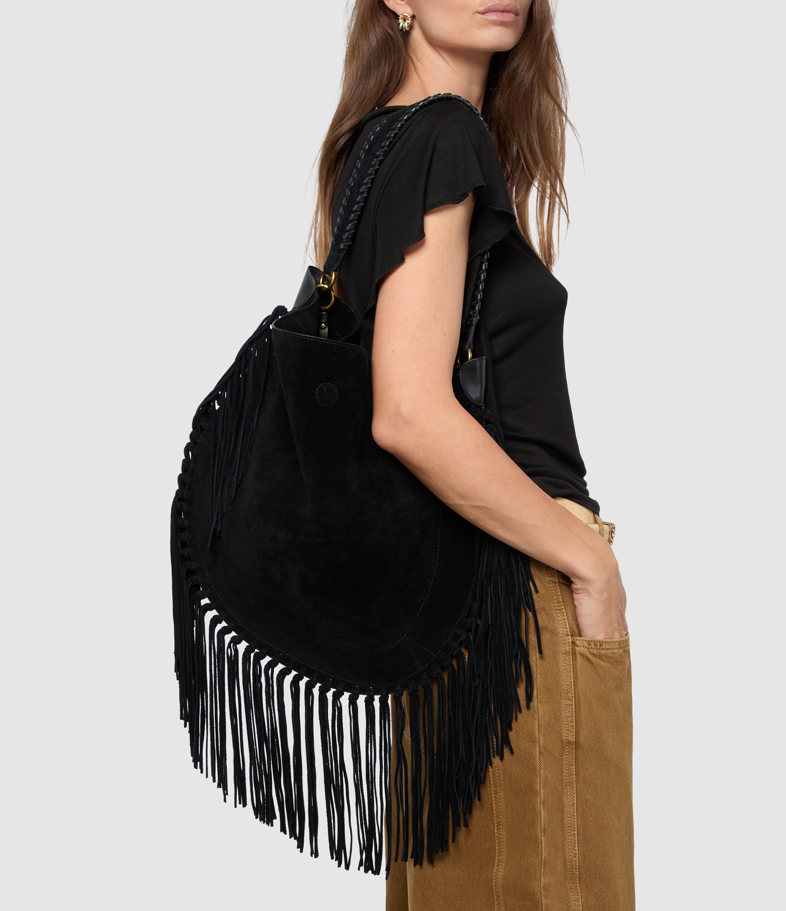Oskan Soft Black Hobo Bag