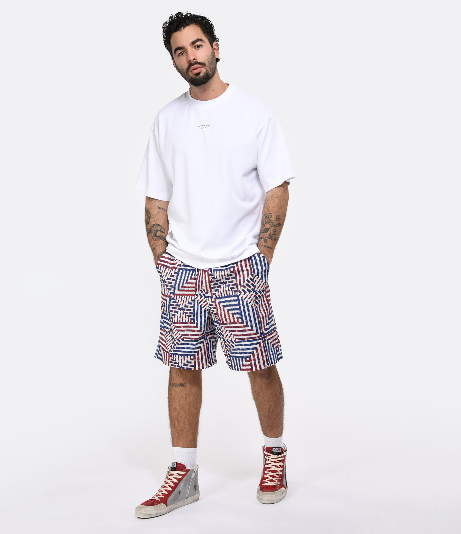 Edoardo Men's Cotton Shorts – Blue and Red