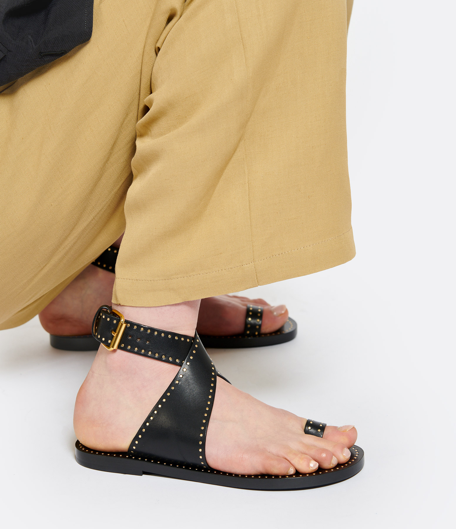 Jools Black Leather Sandals