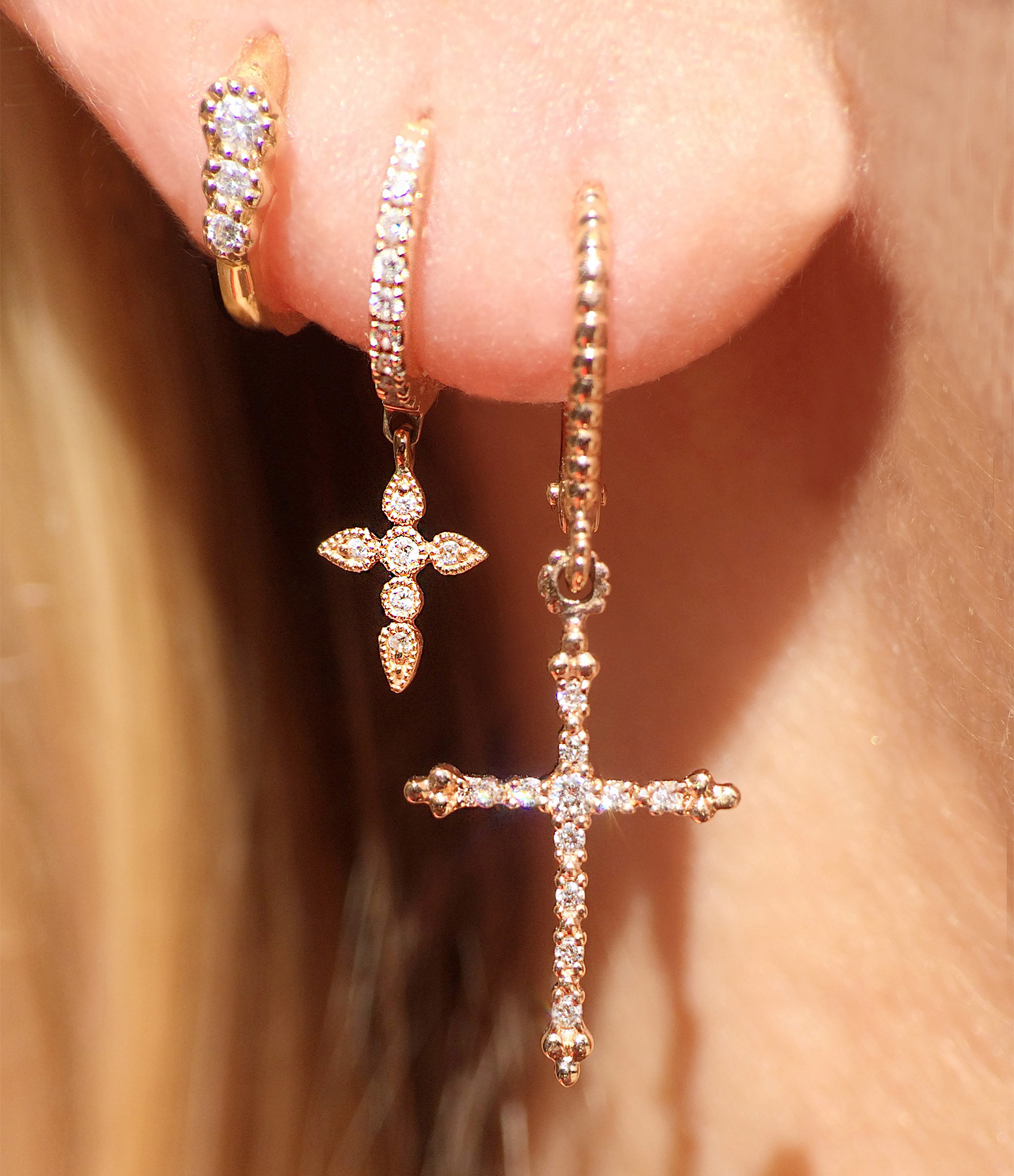 Grace Gold and Diamond Stud Earrings