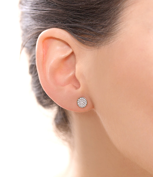 Ellipses & Round Sequins Rose Gold Diamond Earrings