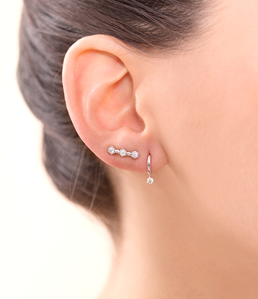 Mini Infinity Creole Earring in Gold and Diamonds (sold individually)