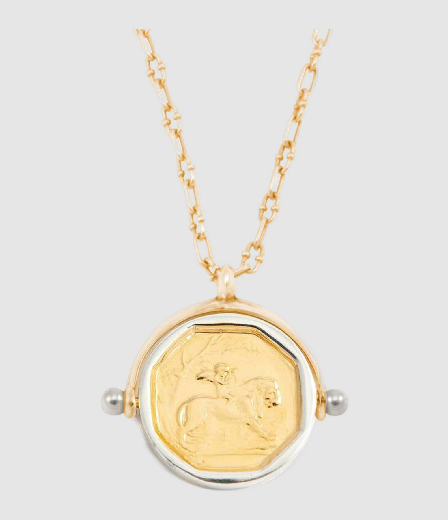 1930 Wedding Token Medallion Necklace, Gold-Plated Silver