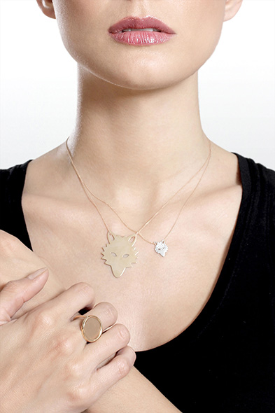 Jumbo Wolf Necklace in Rose Gold
