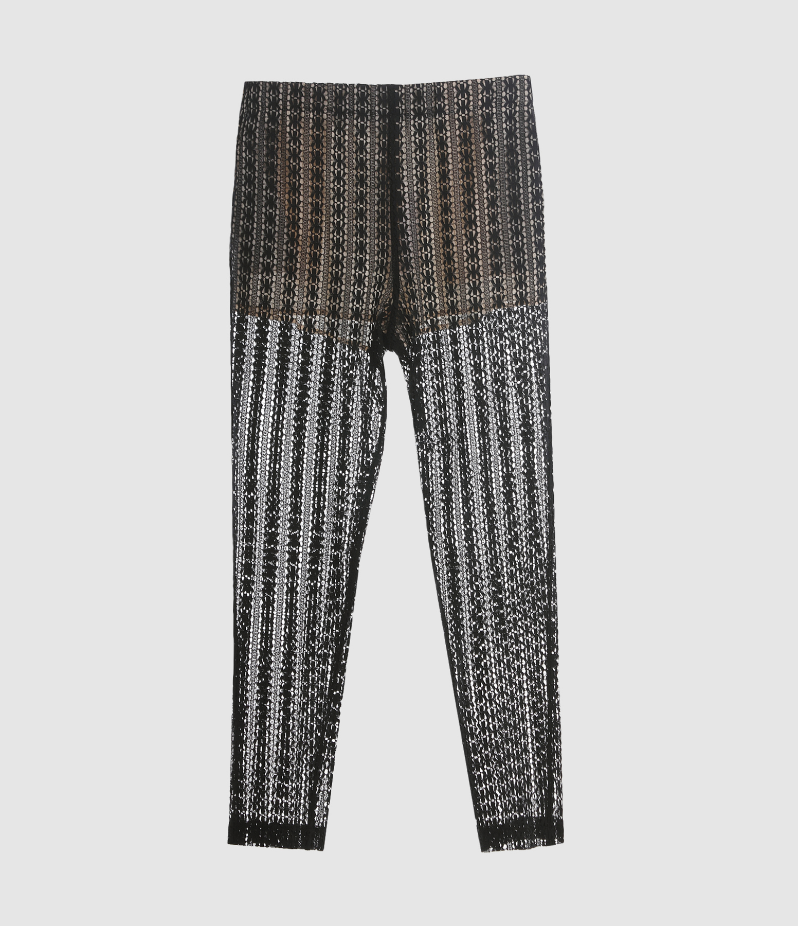 Black Cotton Lace Trousers