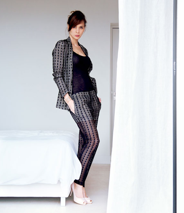 Black Cotton Lace Trousers
