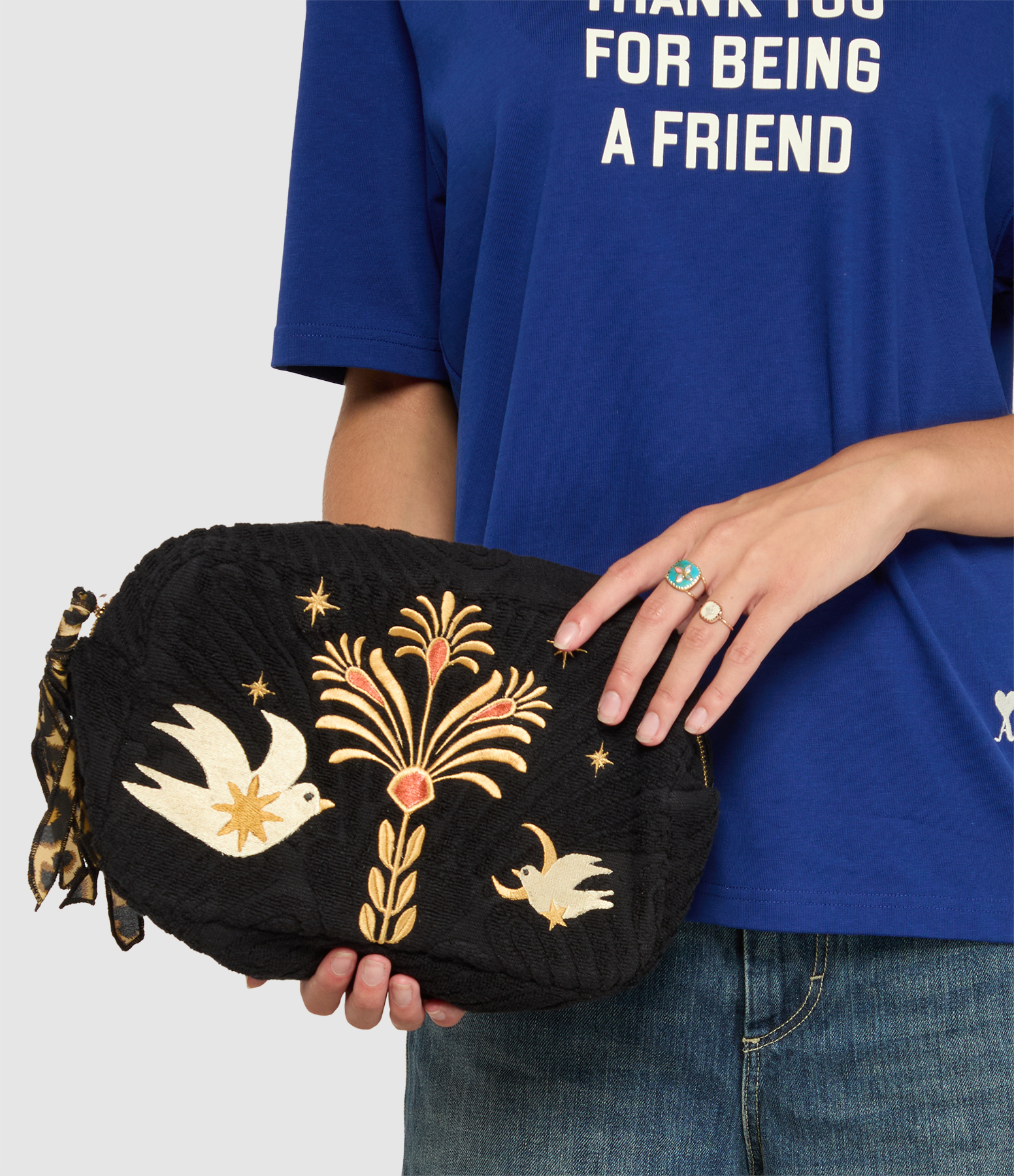 Minight Bloom Black Medium Clutch Bag