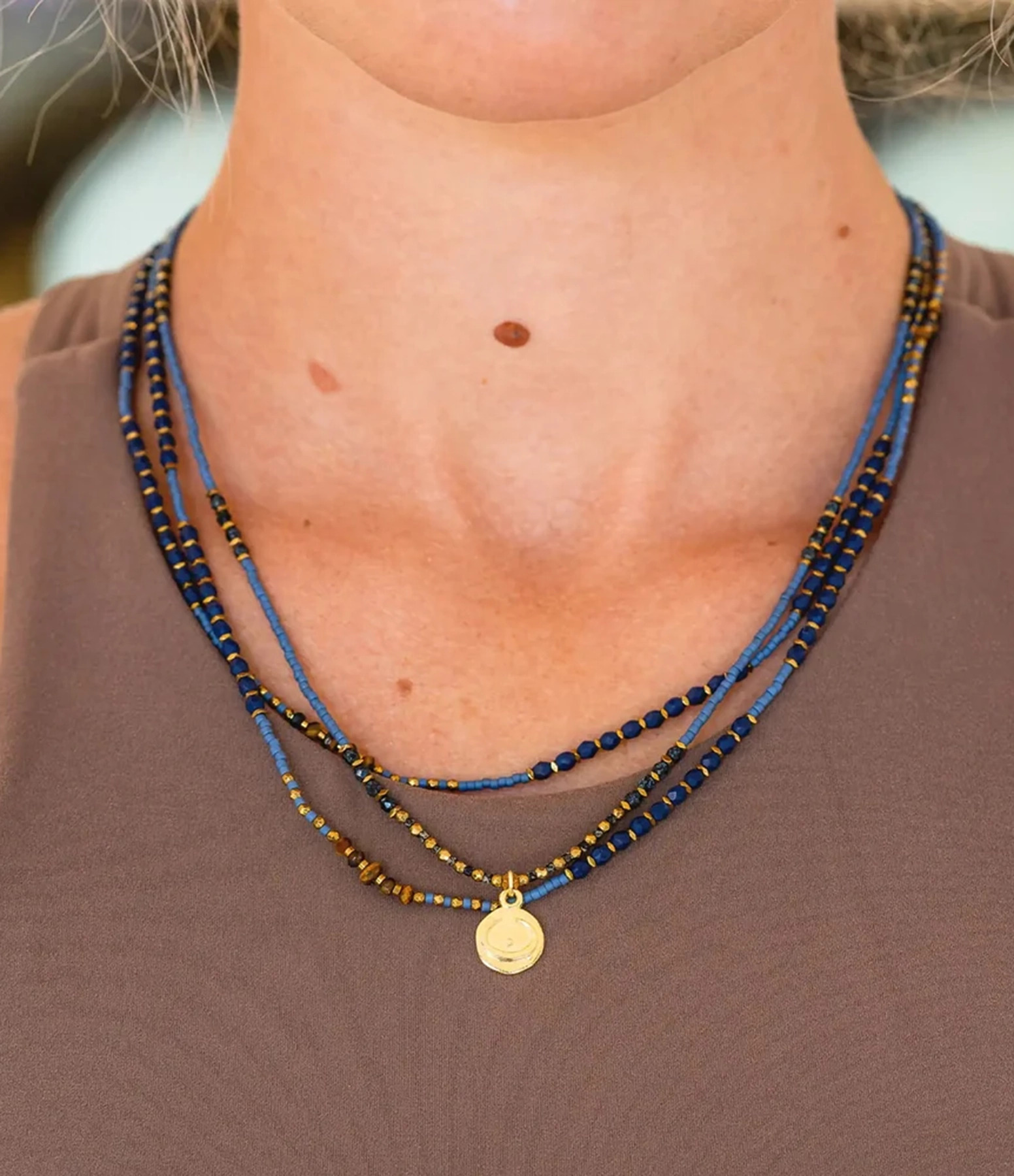 Collier Et Bracelet 6 Tours Intuition Bleu