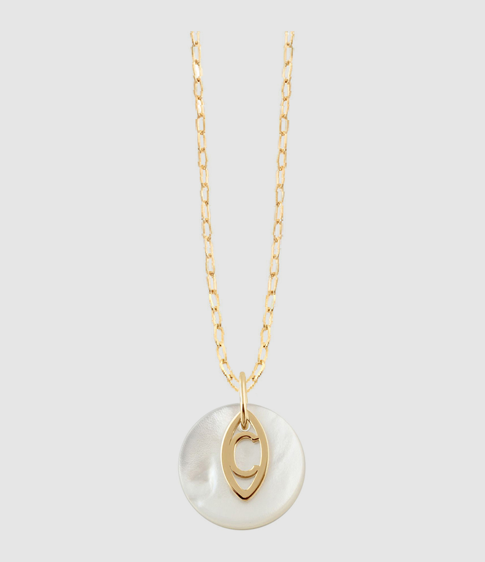 Iris Necklace with Mother-of-Pearl Medallion in Yellow Gold