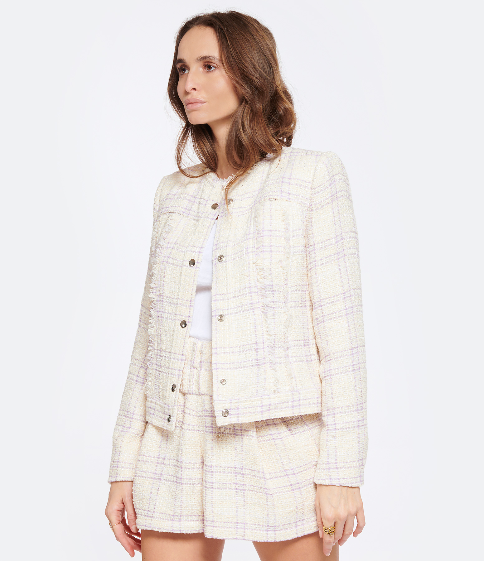 Orlanda Jacket, Ecru Cotton, Lilac