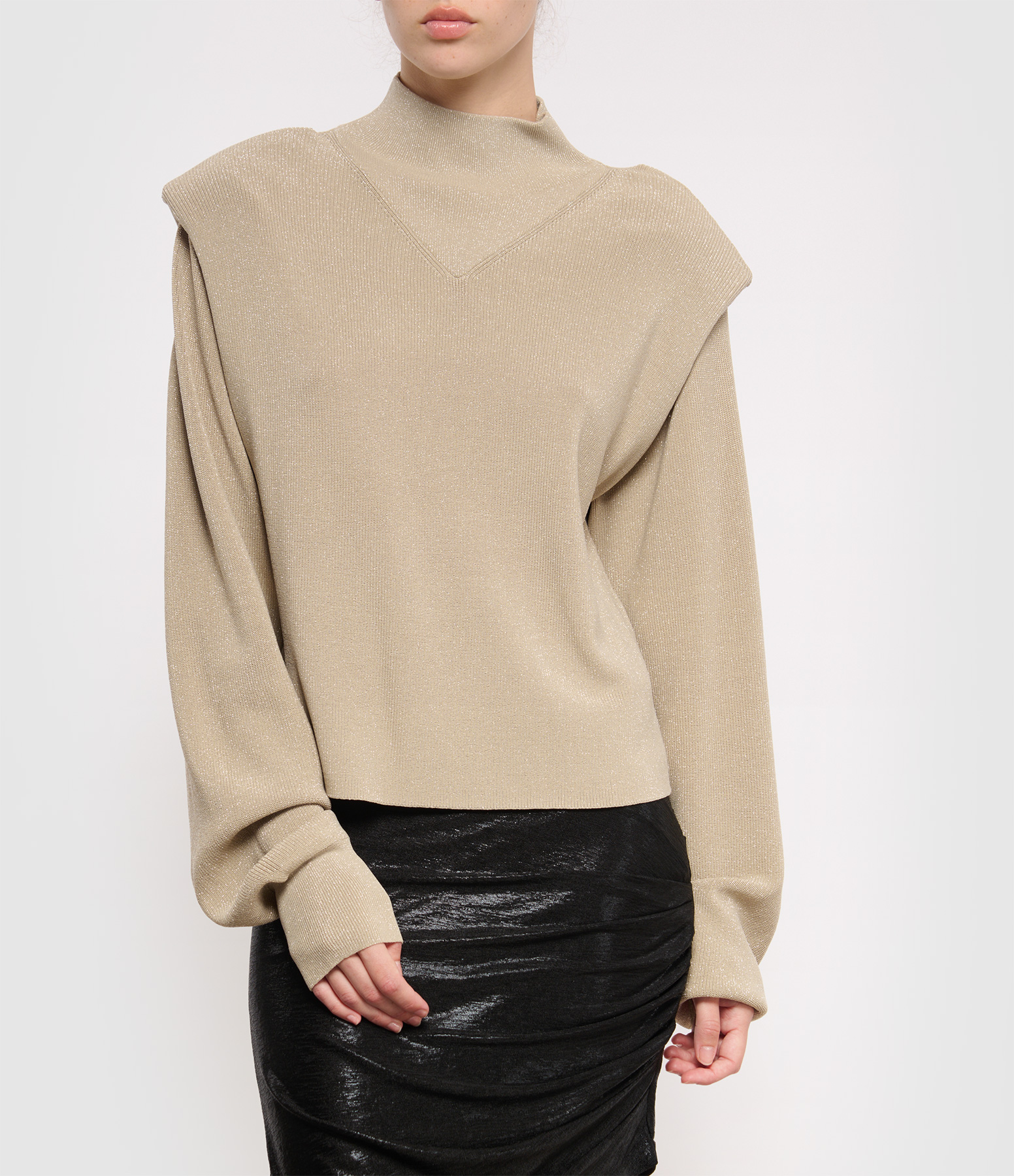 Alou Beige Lurex Silver Jumper