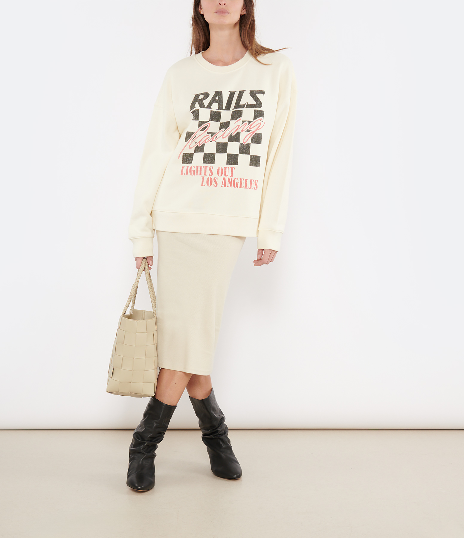 Piame Mid-Length Skirt in Cream Cotton