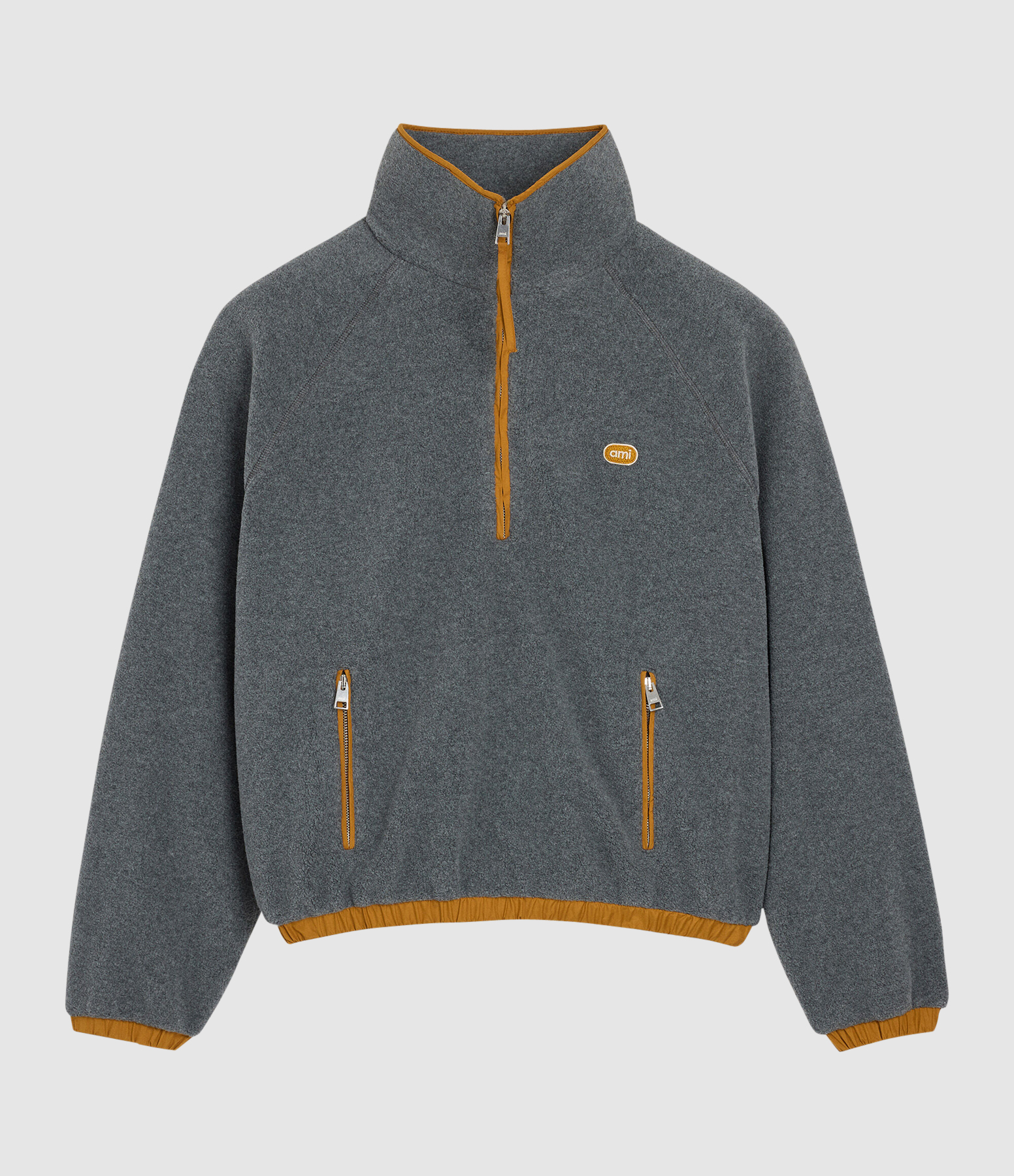Ami Half-Zipped Sweatshirt in Ash Grey