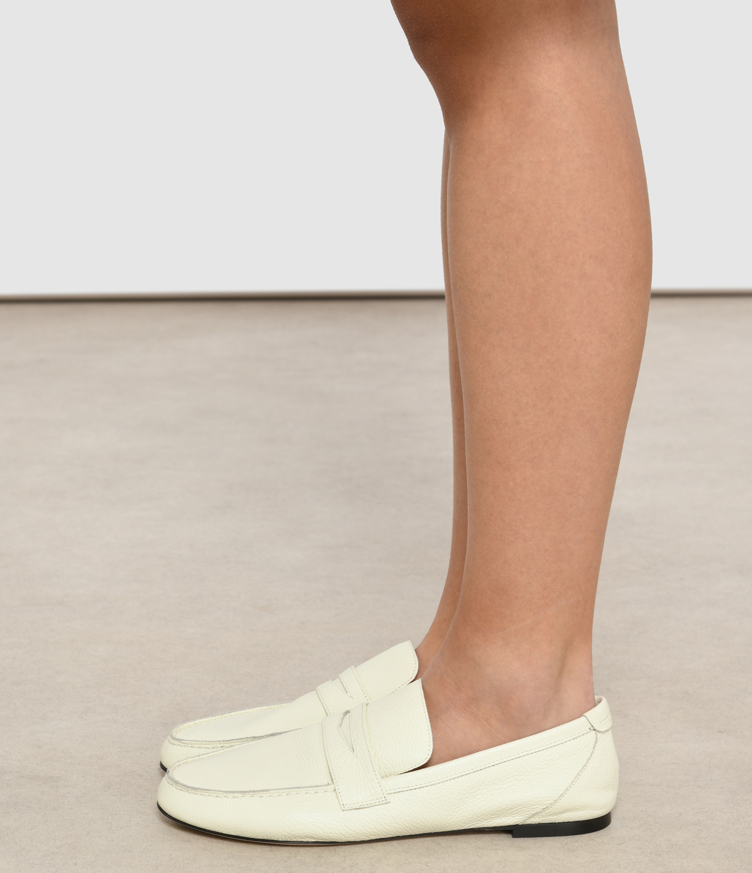 White Pebble Leather Loafers