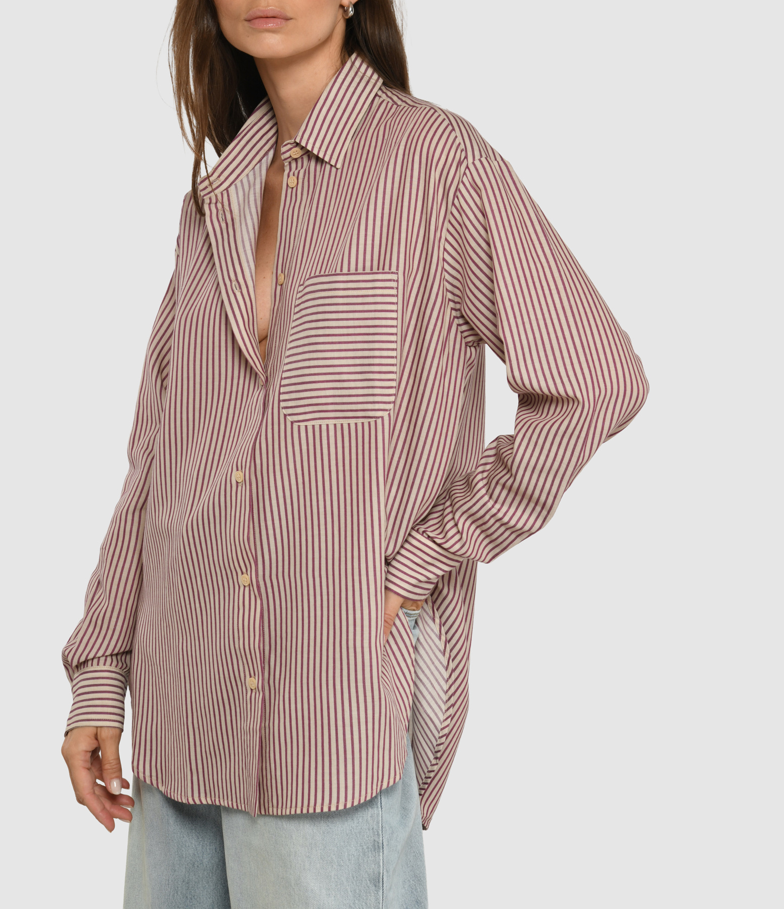 The Stripe Essential Burgundy Natural Shirt