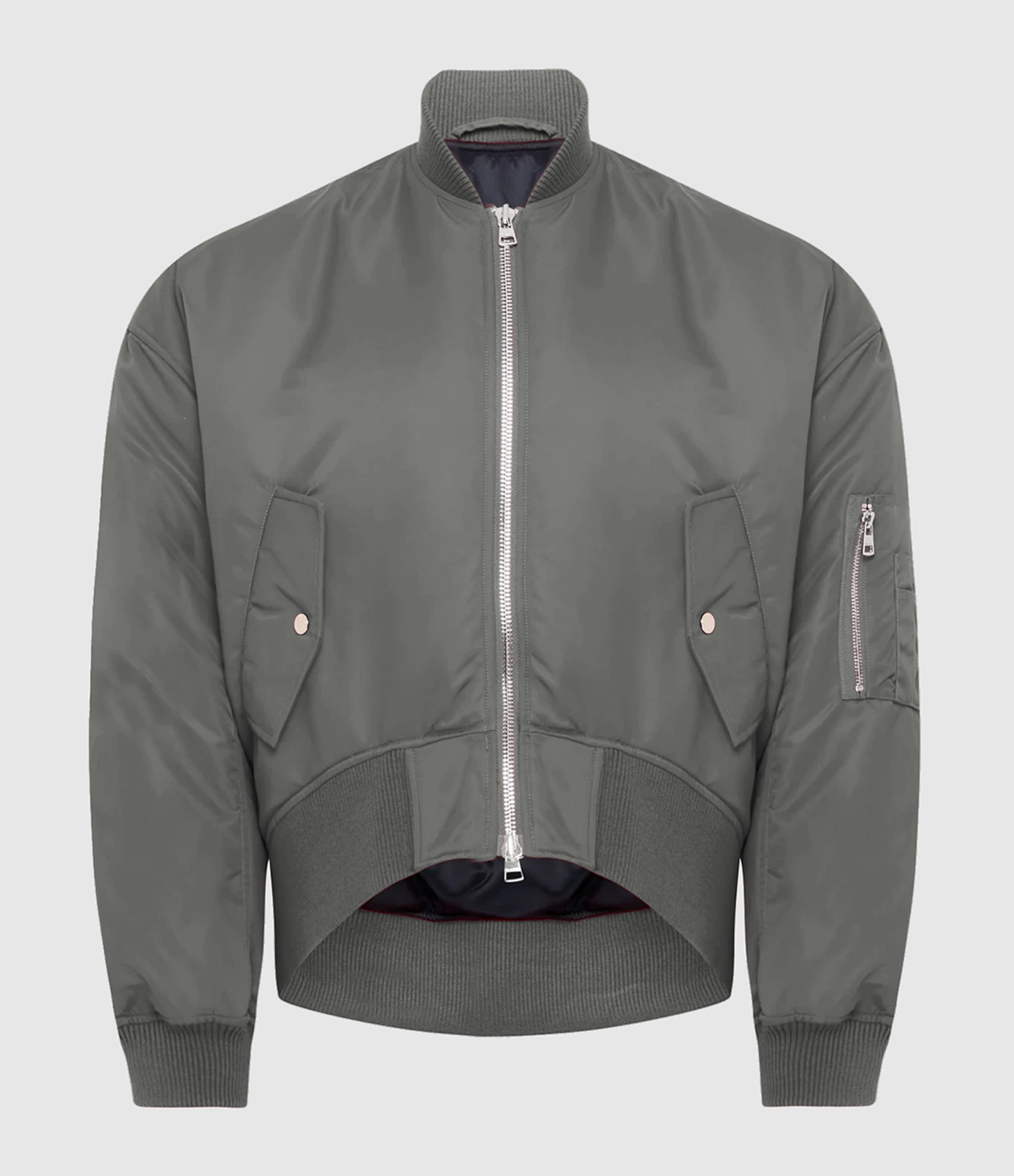 Oversized Steel Curved-Hem Bomber Jacket