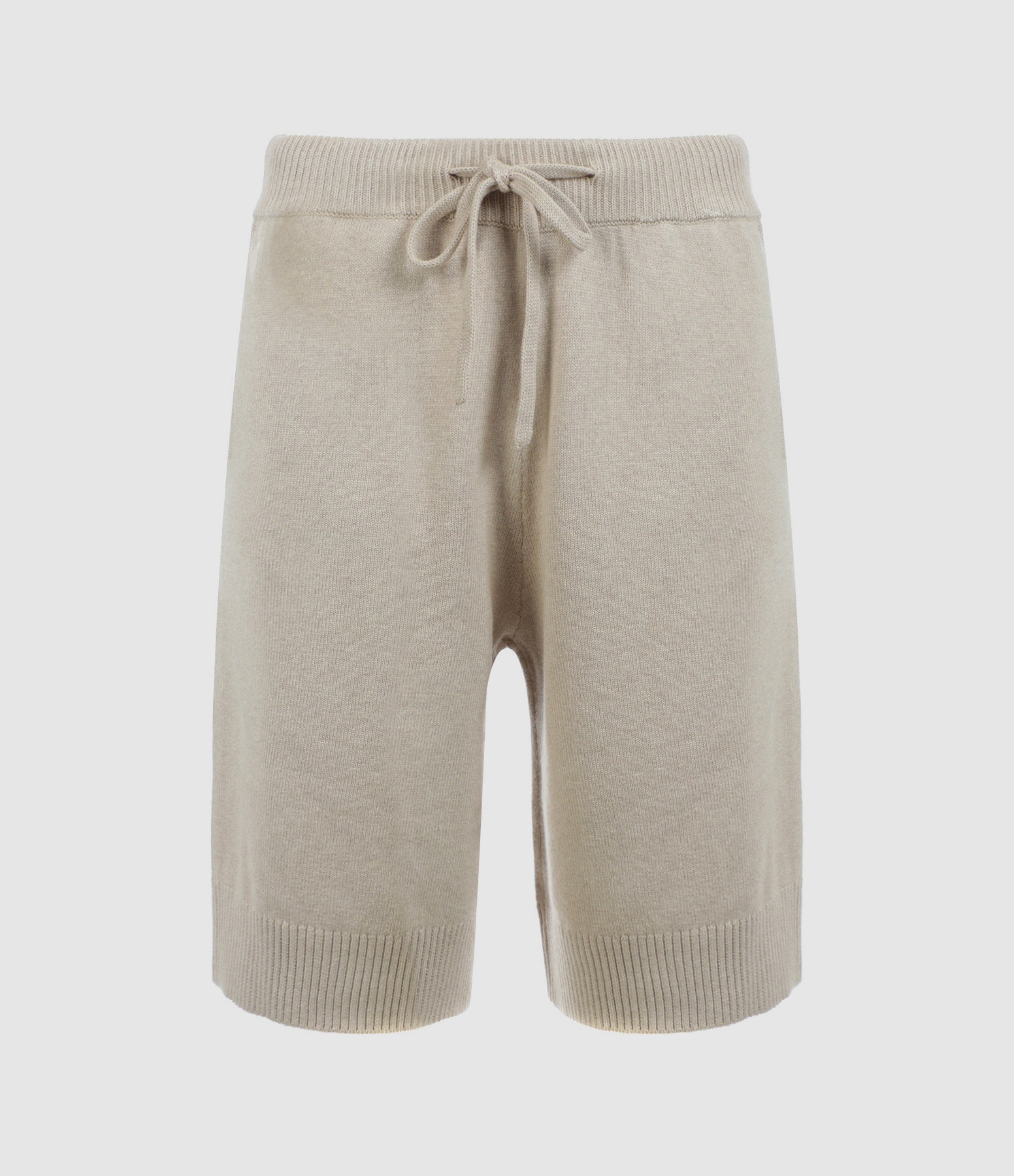 Beige Silk-Cotton Bermuda Shorts