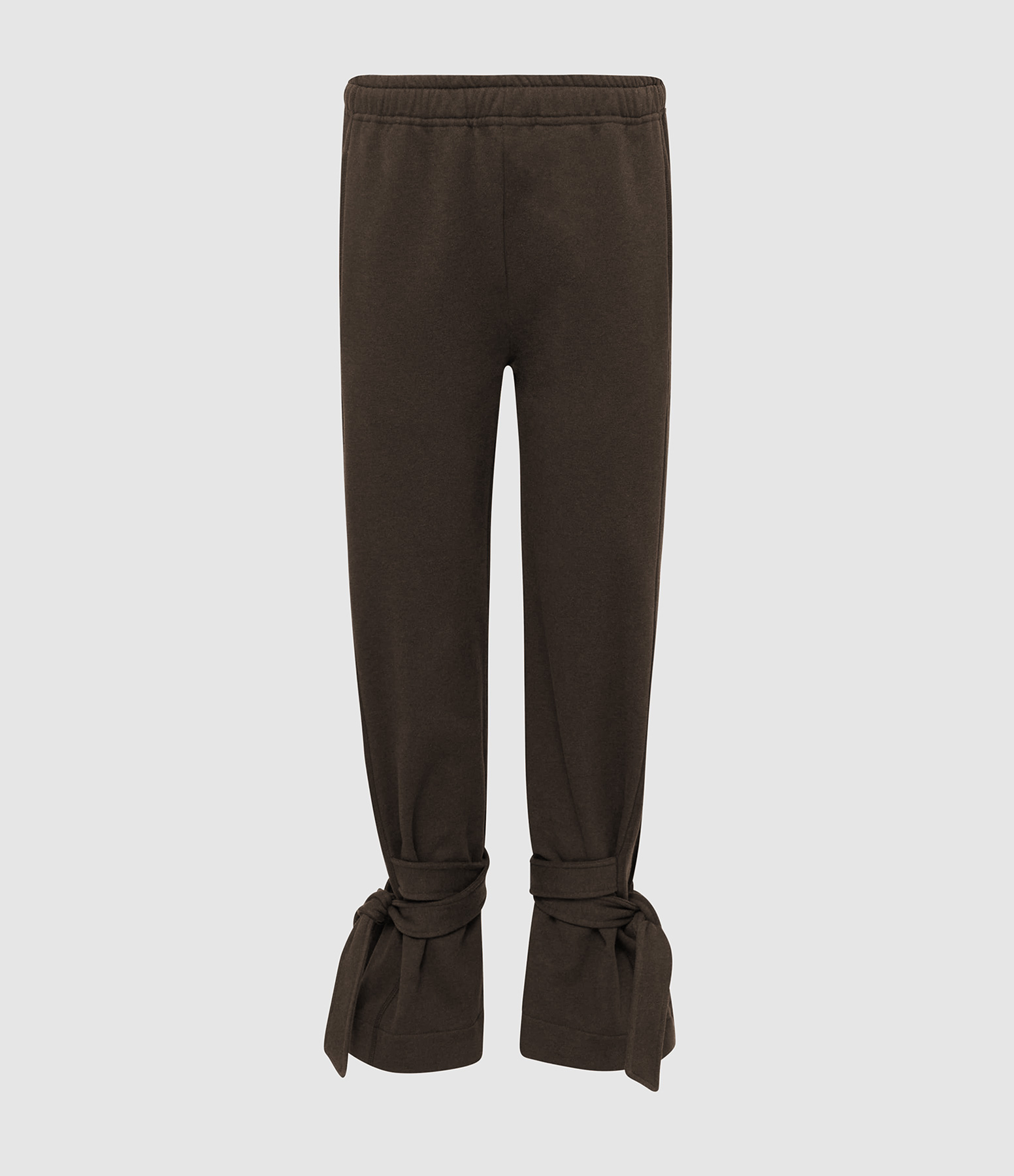 Dark Brown Melange Tied Bow Jogging Top