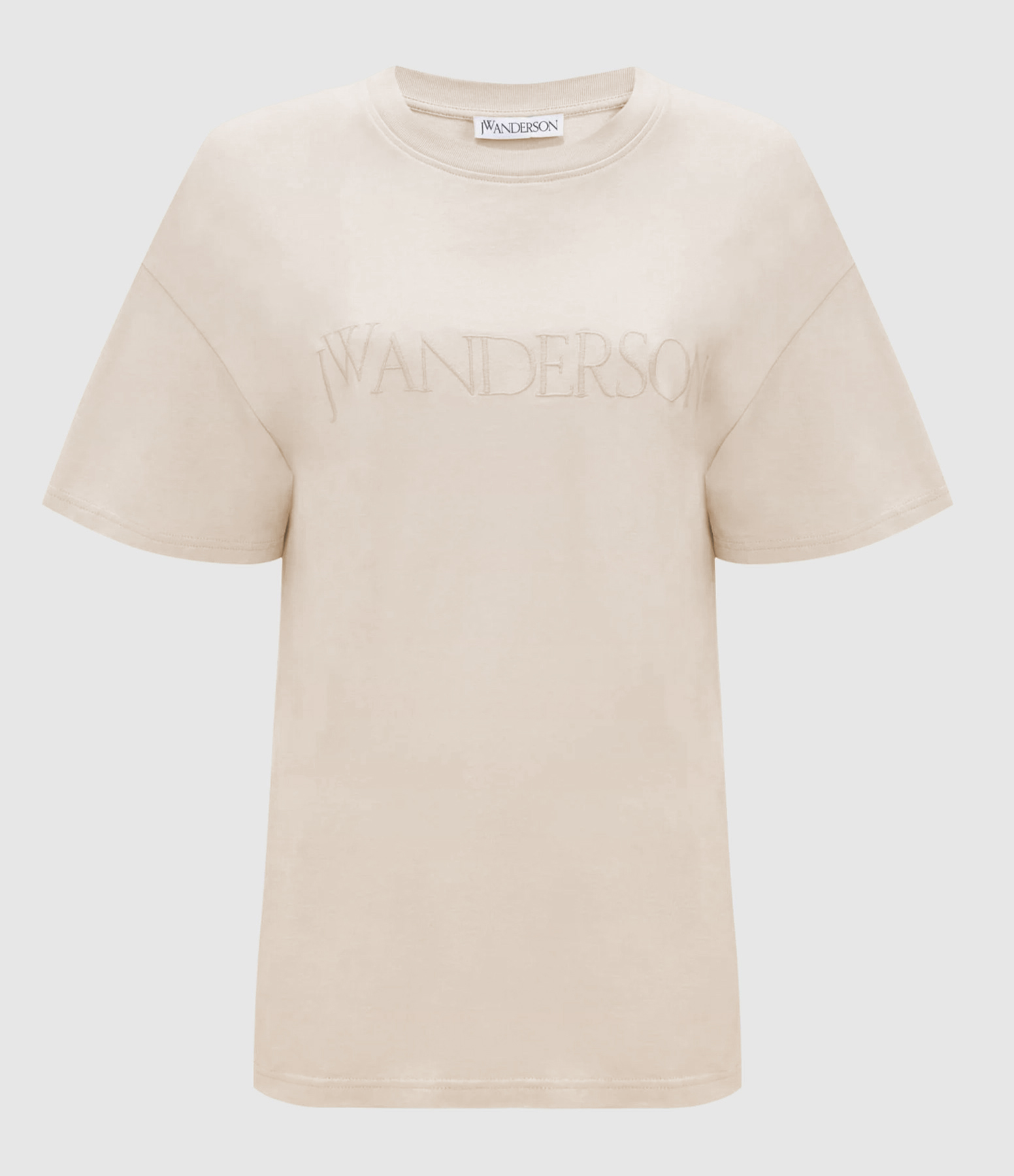 Beige Embroidered Logo T-shirt