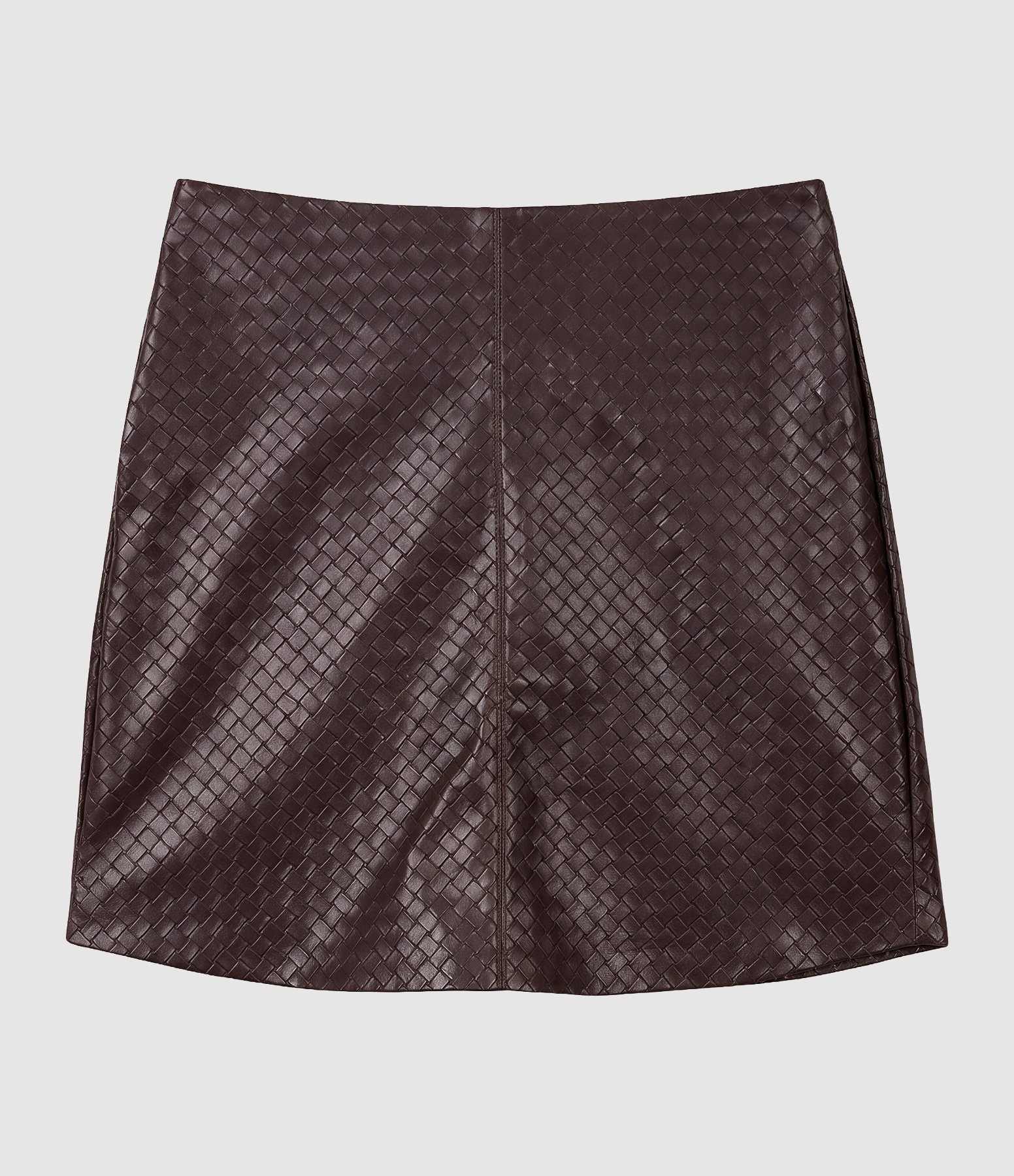 Rogg Short Skirt in Chocolate-Coloured Faux Leather